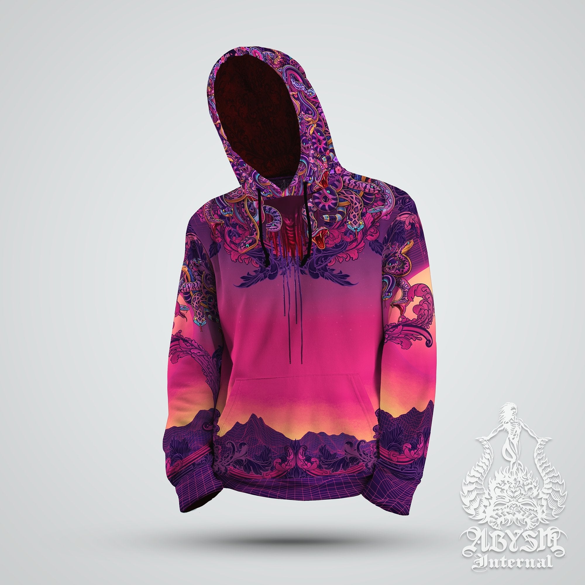 Psychedelischer Totenkopf-Hoodie, Vaporwave Outfit, bunter Pullover, Trippy Streetwear, Synthwave-Festival, Gamer 80er-Jahre-Pullover, Unisex – Retrowave Medusa | Abysm Internal Psychedelischer Totenkopf-Hoodie, Vaporwave Outfit, bunter Pullover, Trippy Streetwear, Synthwave-Festival, Gamer 80er-Jahre-Pullover, Unisex – Retrowave Medusa | Abysm Internal