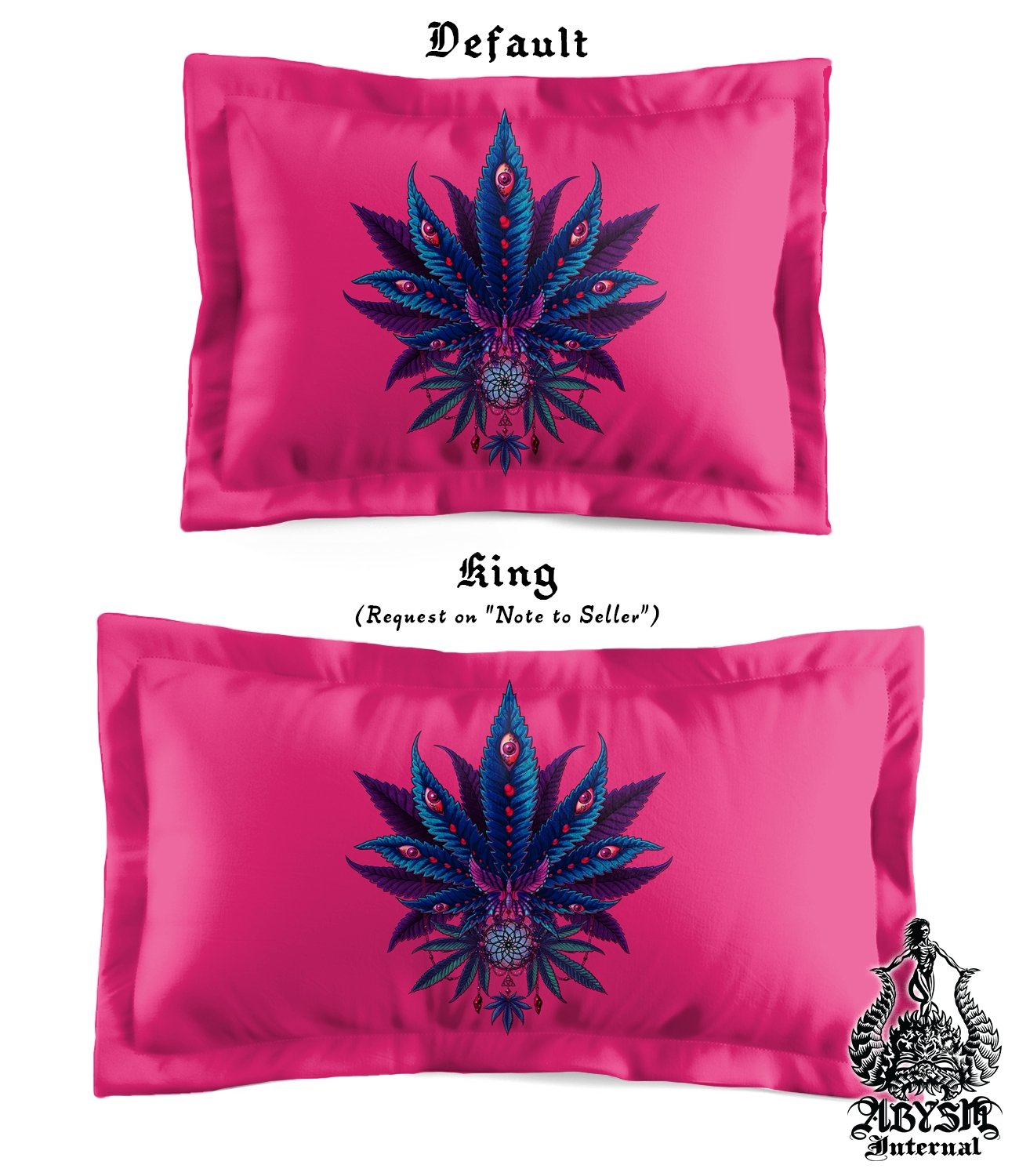 Retro Weed Bedding Set, Comforter and Duvet, Neon Bed Cover and Retrowave Bedroom Decor, King, Queen and Twin Size, Synthwave, Vaporwave 80s Gamer Room Art - Cannabis 420, I - Abysm Internal