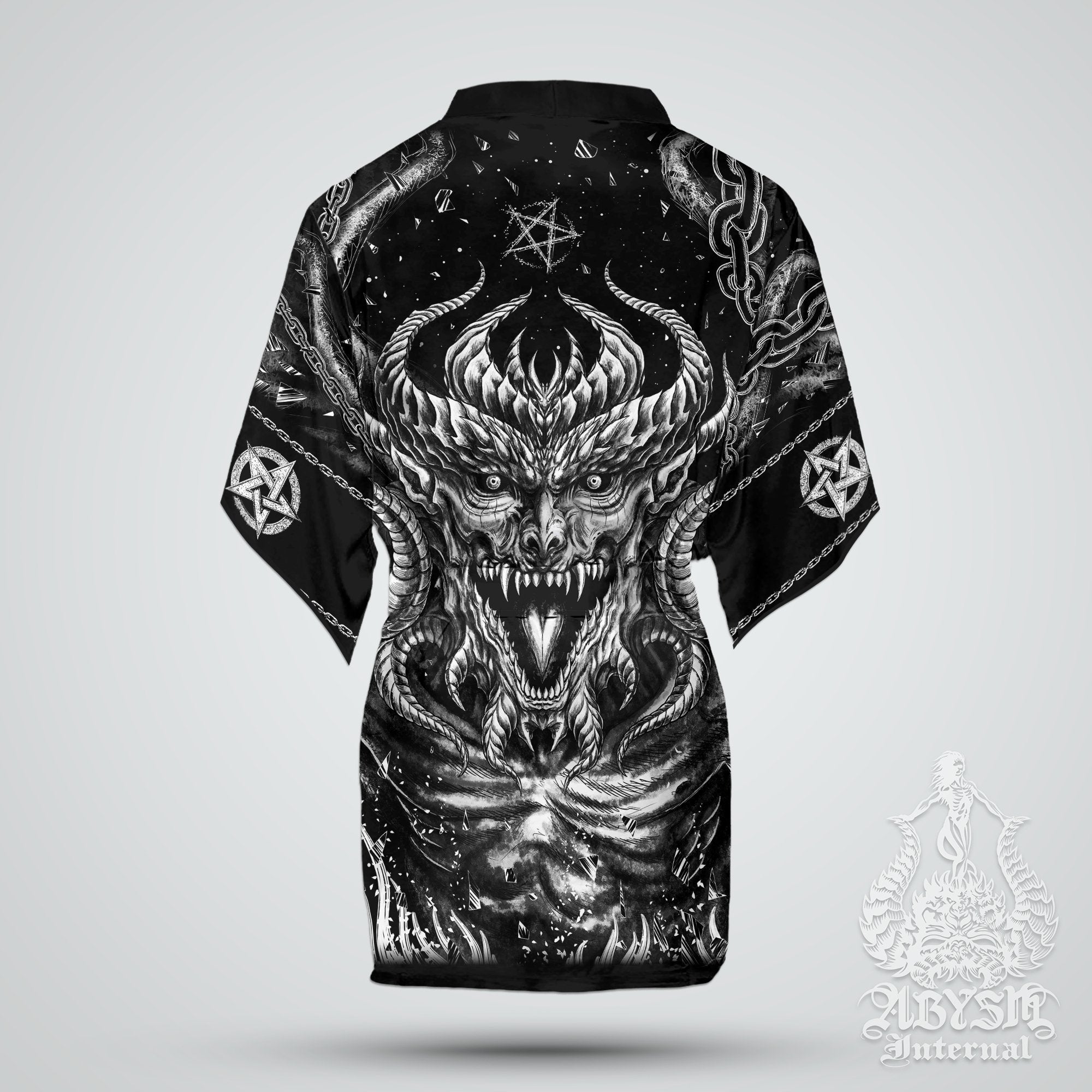 Satanic Cover Up, Beach Outfit, Party Kimono, Metal Summer Festival Robe, Demon, Alternative Clothing, Unisex - Goth Hell, The Devil - Abysm Internal