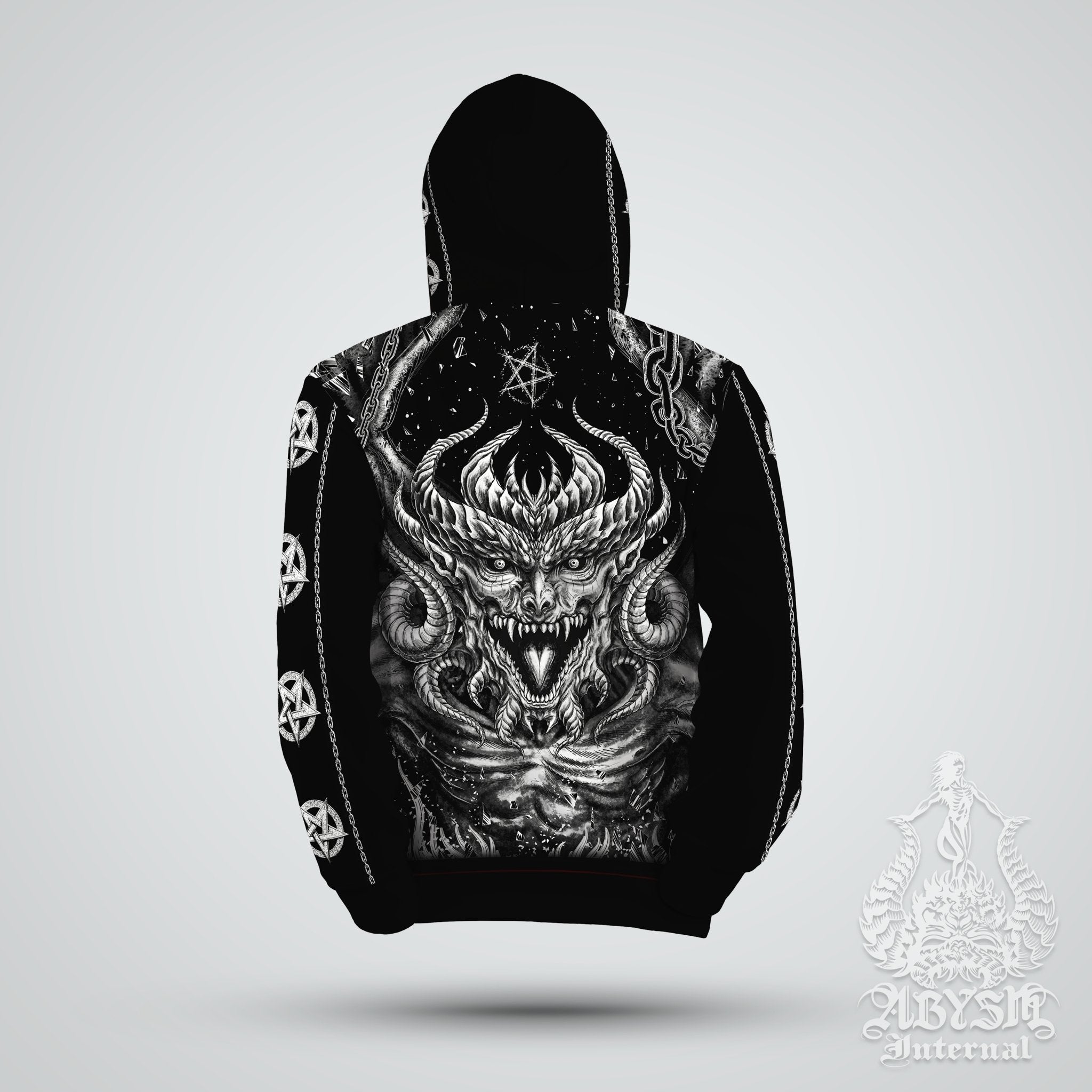 Satanic Hoodie, Devil Streetwear, Black Metal, Alternative Clothing, Unisex - Gothic Hell - Abysm Internal