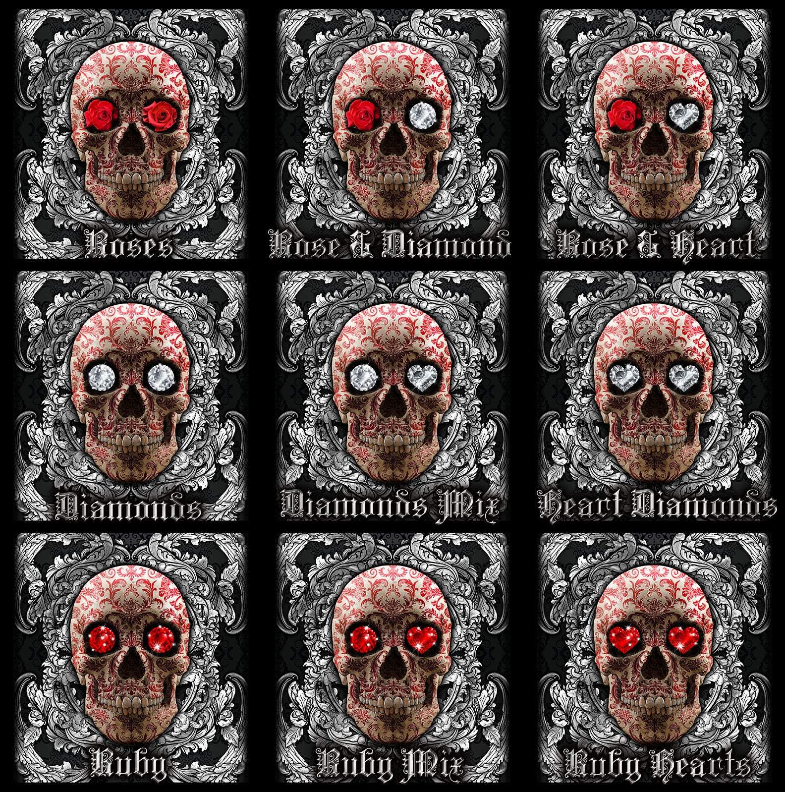 Skull Beach Towel, Goth, Macabre Art, Fun Baroque Ornaments - Silver & Red - Abysm Internal