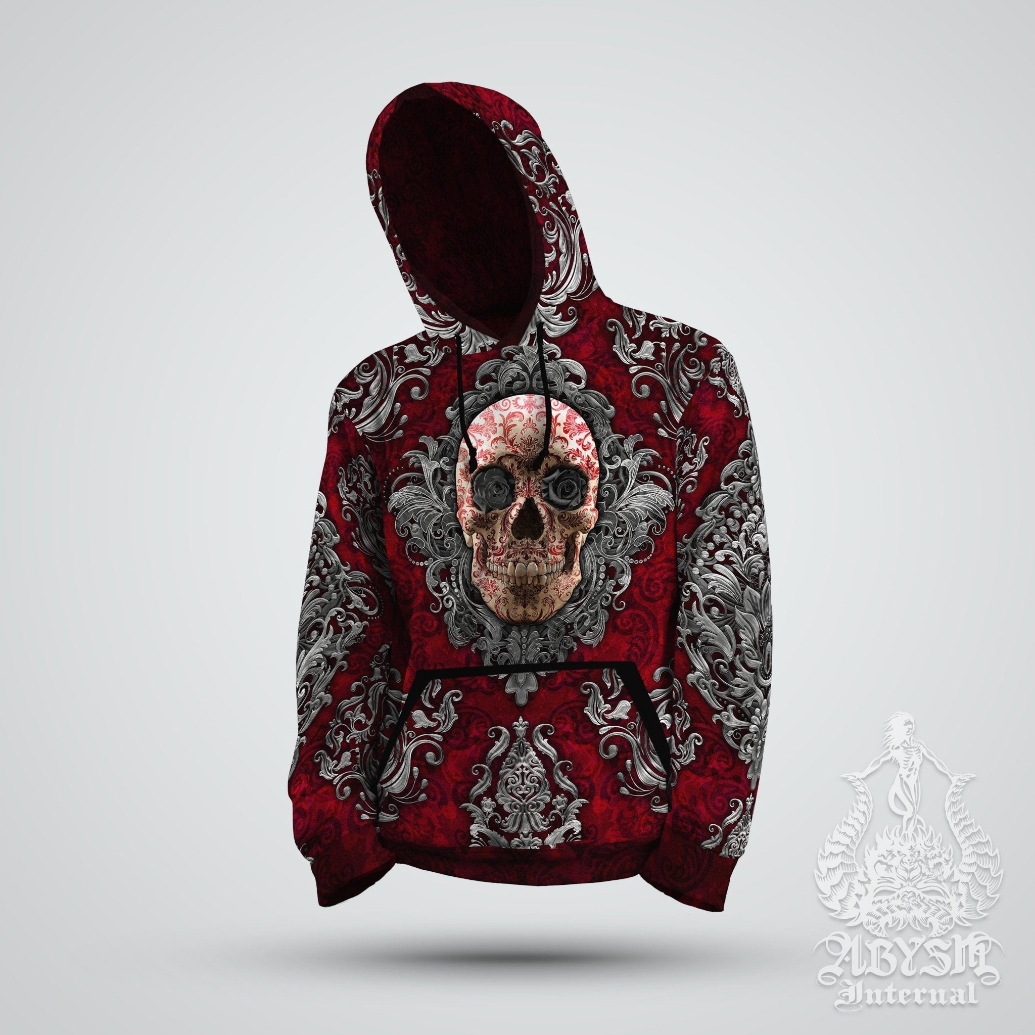 Skull Hoodie, Gothic Streetwear, Goth Outfit, Alternative Clothing, Unisex - Abysm Internal