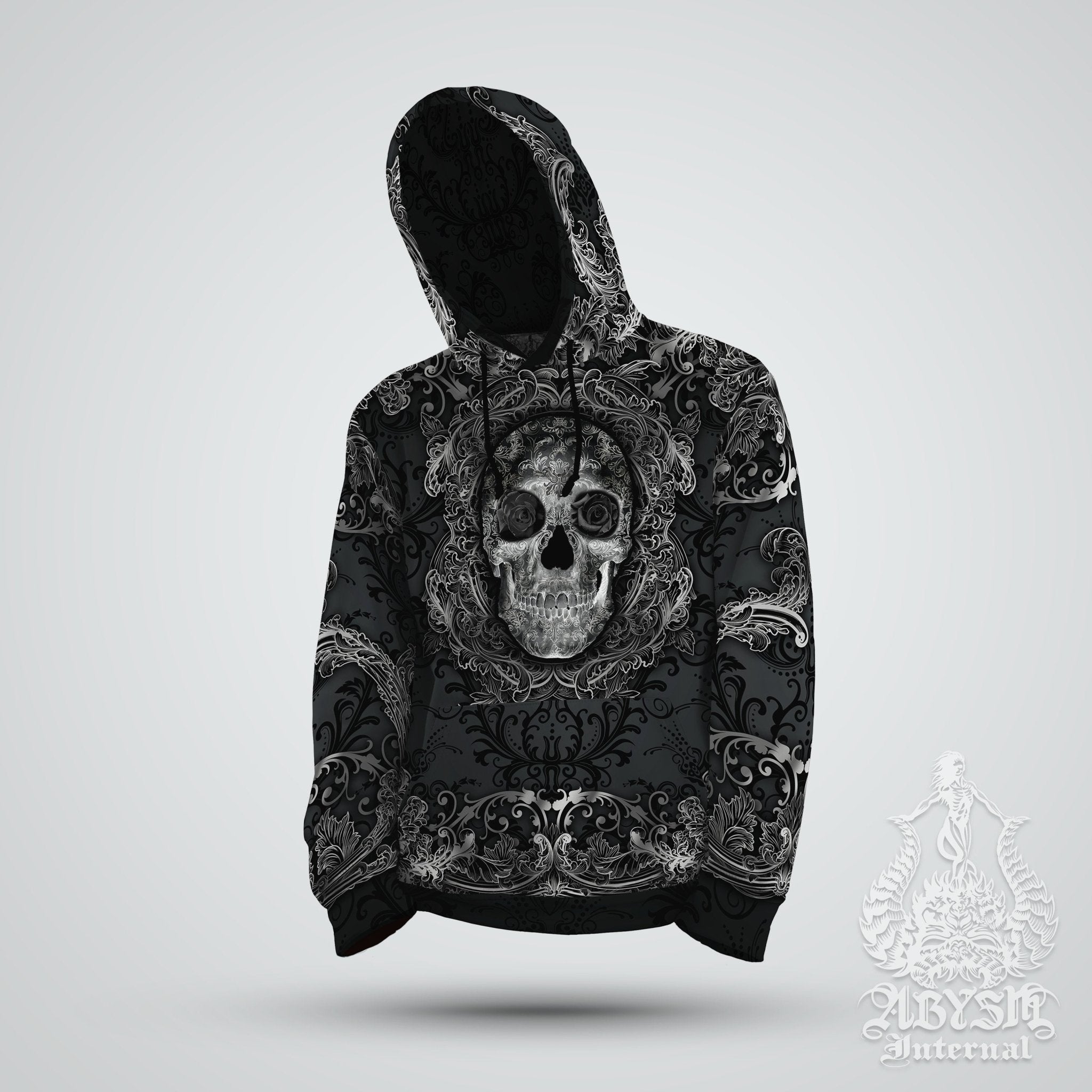 Skull Hoodie, Gothic Streetwear, Nu Goth Outfit, Alternative Clothing, Unisex - Dark - Abysm Internal