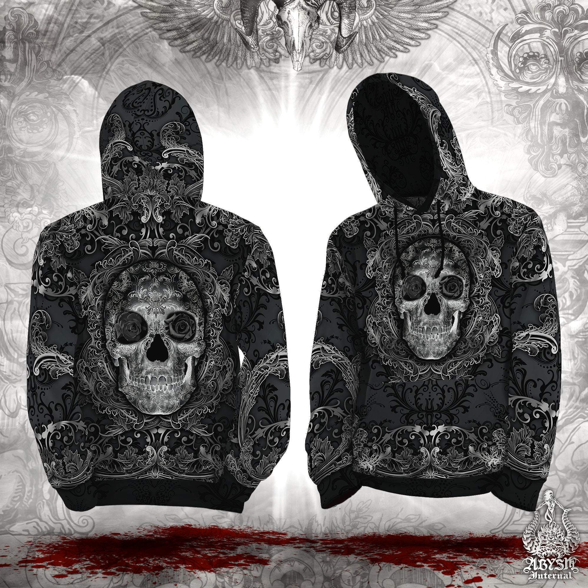 Skull Hoodie, Gothic Streetwear, Nu Goth Outfit, Alternative Clothing, Unisex - Dark - Abysm Internal