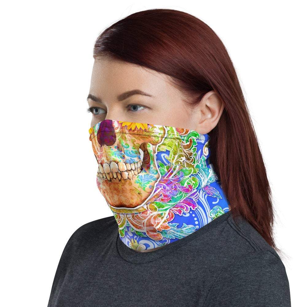 Skull Neck Gaiter, Face Mask, Head Covering, Rave Outfit - Psy Color - Abysm Internal