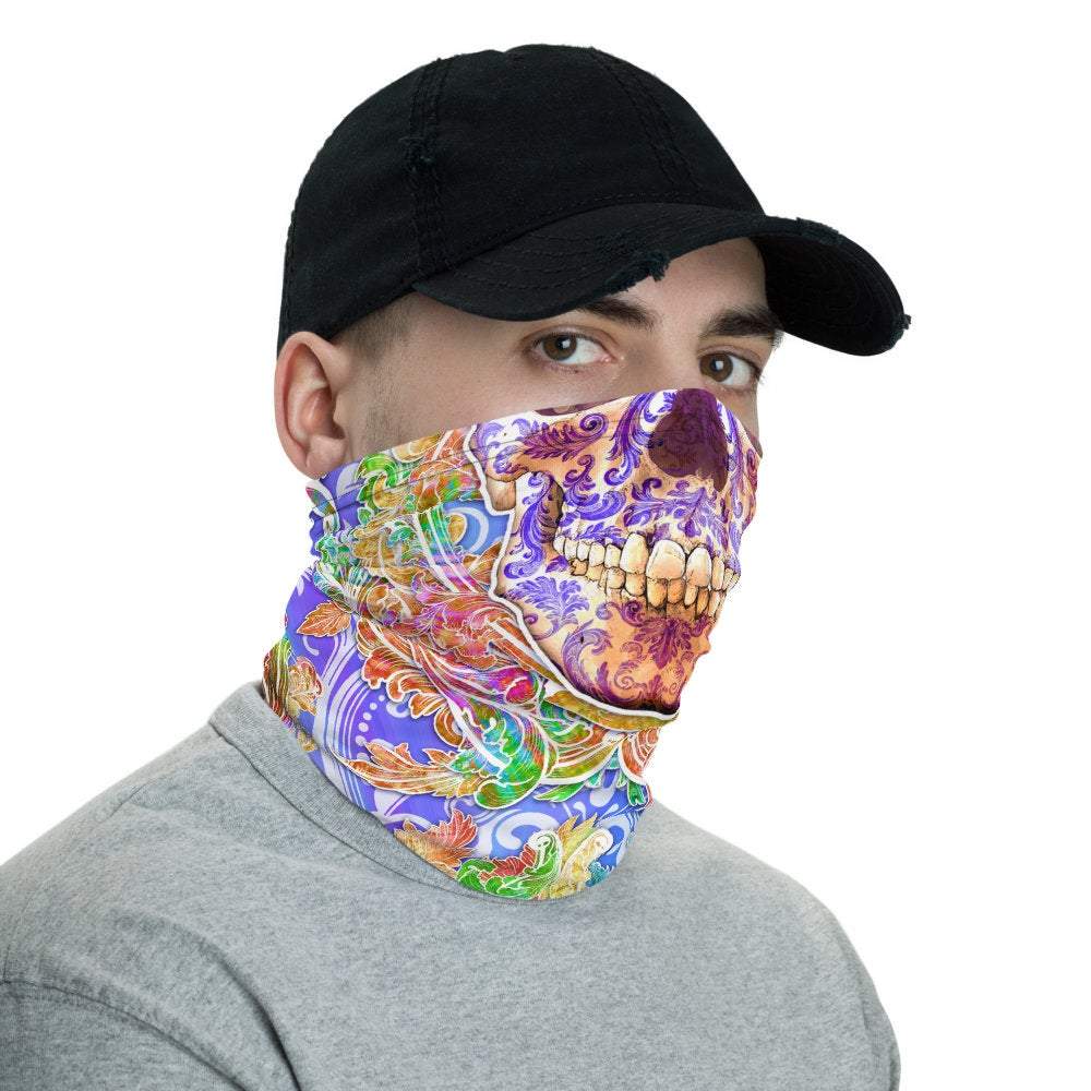 Skull Neck Gaiter, Face Mask, Head Covering, Rave Outfit - Psy Purple - Abysm Internal
