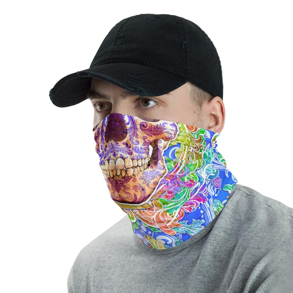 Skull Neck Gaiter, Face Mask, Head Covering, Rave Outfit - Psy Purple - Abysm Internal