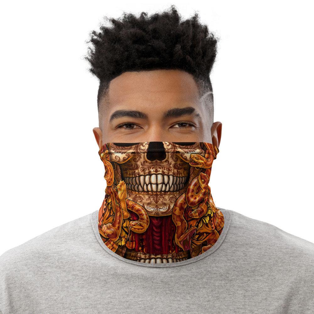 Skull Neck Gaiter, Face Mask, Head Covering, Snakes Headband, Medusa, Steampunk, Fantasy Outfit - 3 Face Options - Abysm Internal