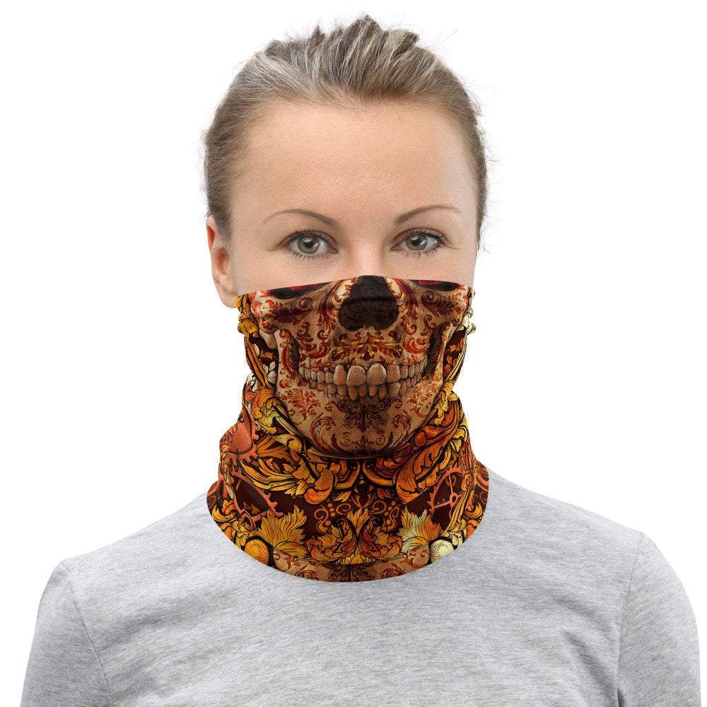Skull Neck Gaiter, Face Mask, Head Covering, Victorian Goth Street Outfit - Steampunk - Abysm Internal