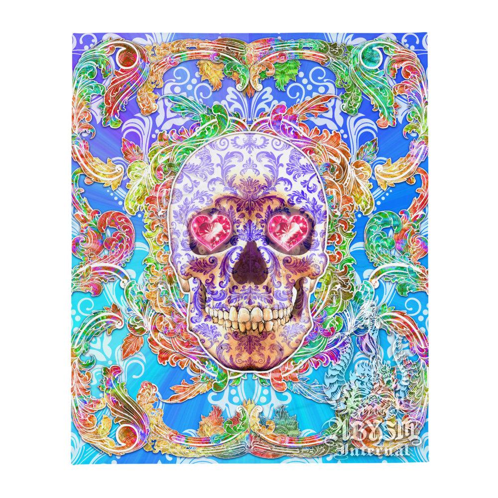 Skull Tapestry, Psychedelic Art Print, Festive Decor - Psy Color - Abysm Internal