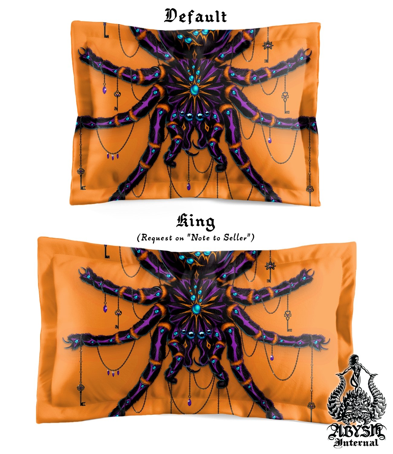 Spider Bedding Set, Comforter and Duvet, Bed Cover and Bedroom Decor, King, Queen and Twin Size - Tarantula Neon Goth - Abysm Internal