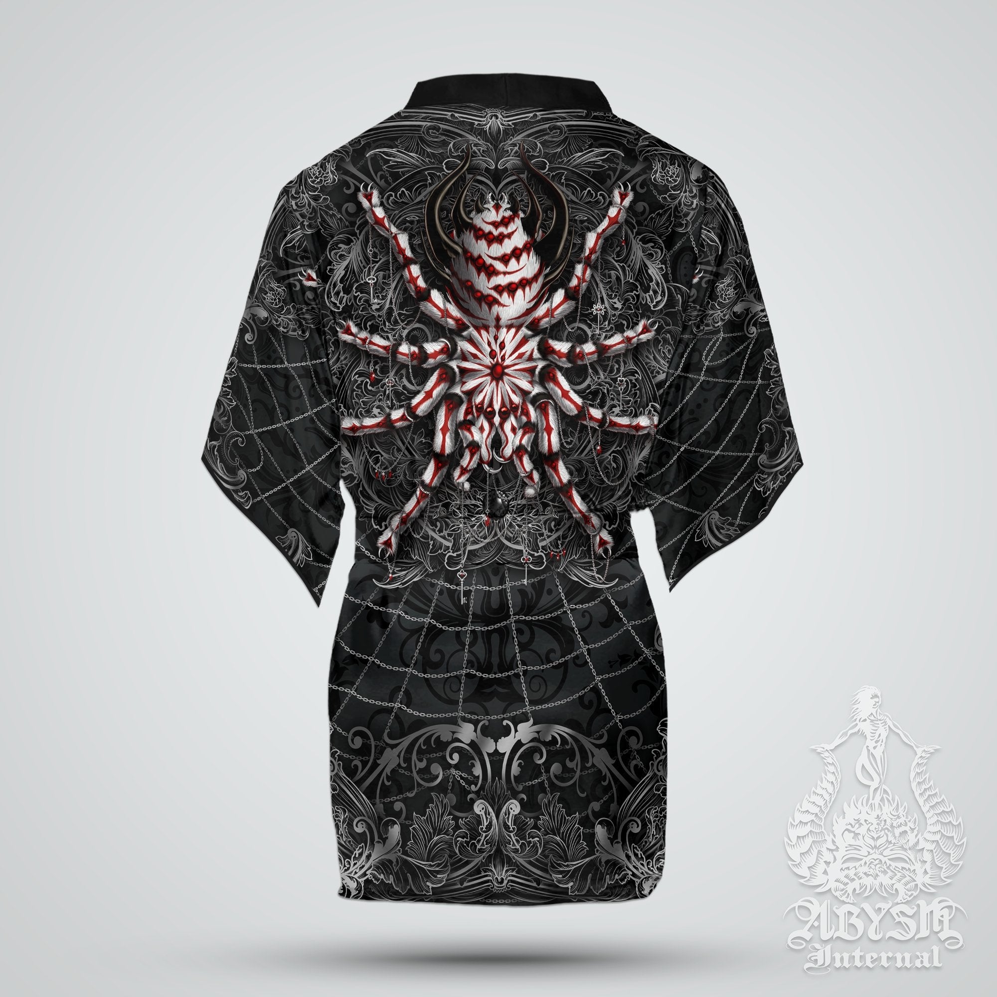 Spider Cover Up, Beach Outfit, Gothic Party Kimono, Summer Festival Robe, Indie and Alternative Clothing, Unisex - Tarantula, Dark - Abysm Internal