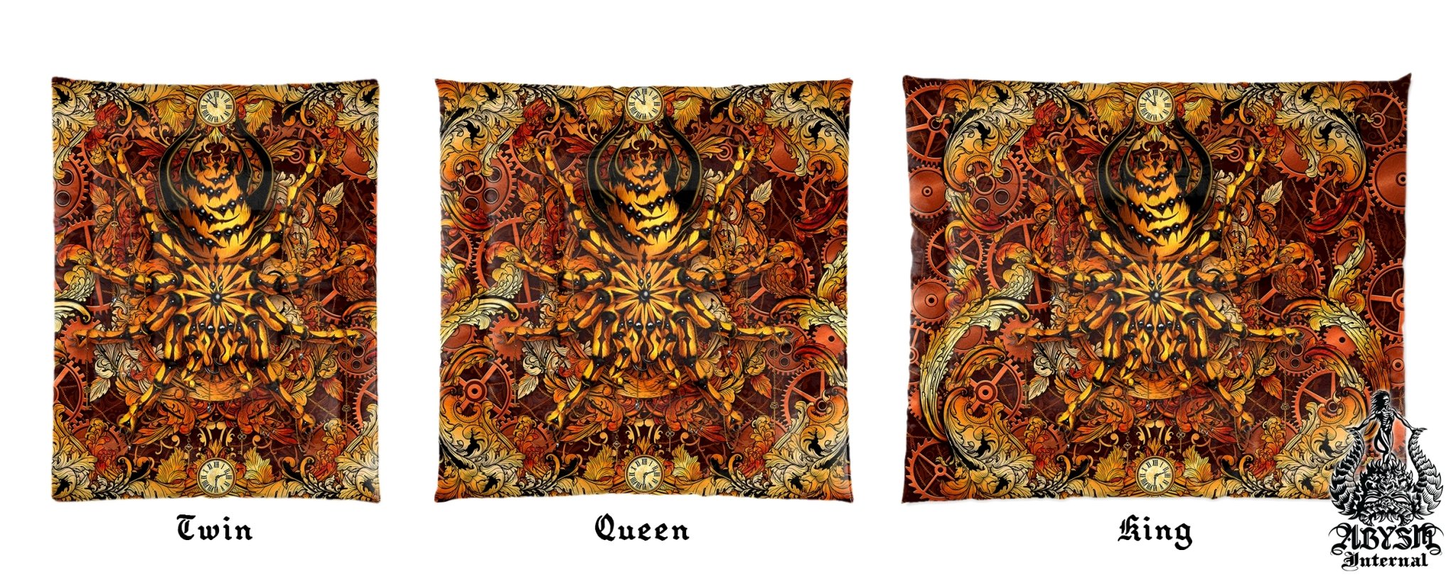 Steampunk Bedding Set, Comforter and Duvet, Bed Cover and Bedroom Decor, King, Queen and Twin Size - Tarantula Spider - Abysm Internal