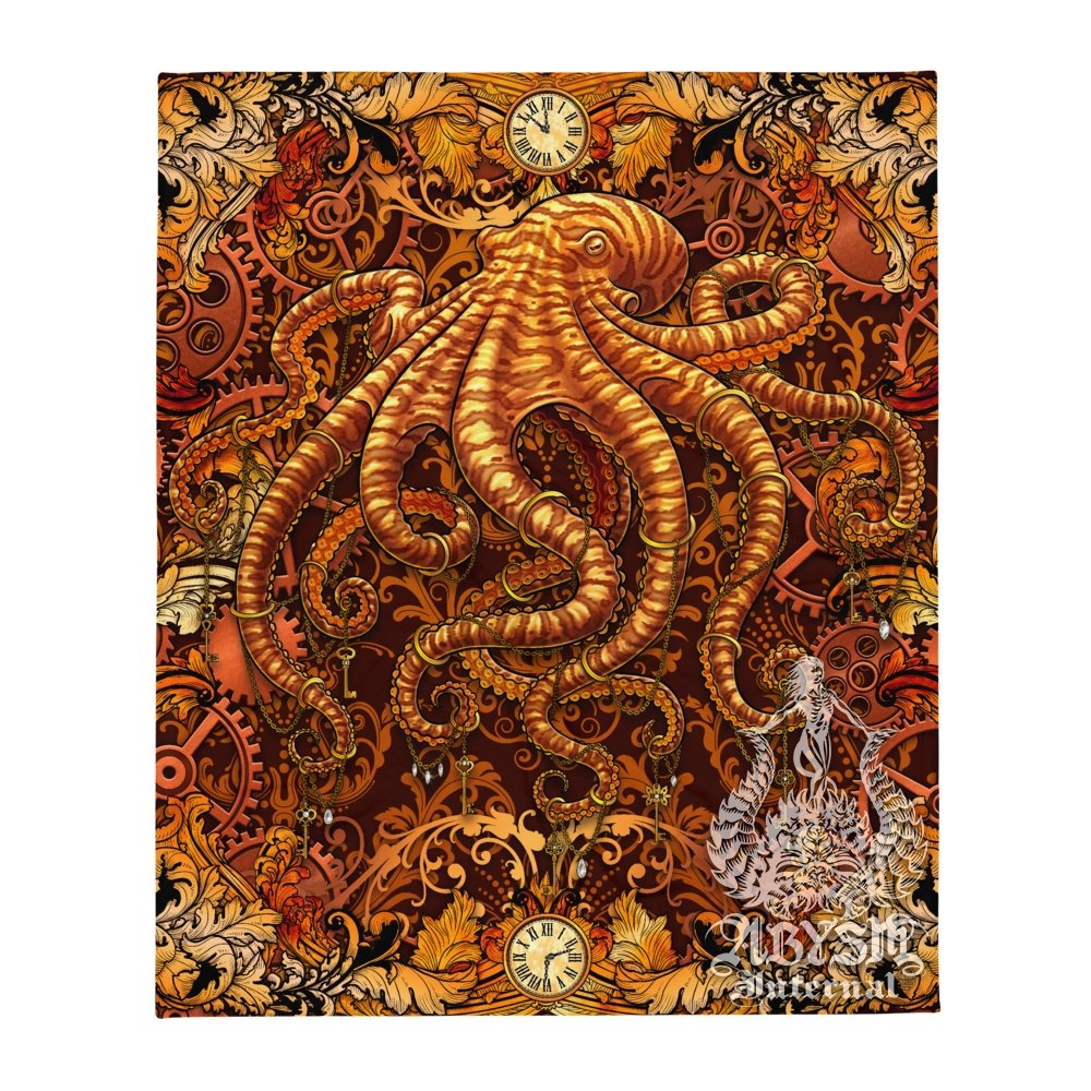 Steampunk Tapestry, Octopus Wall Hanging, Beach Home Decor, Art Print - Kraken - Abysm Internal