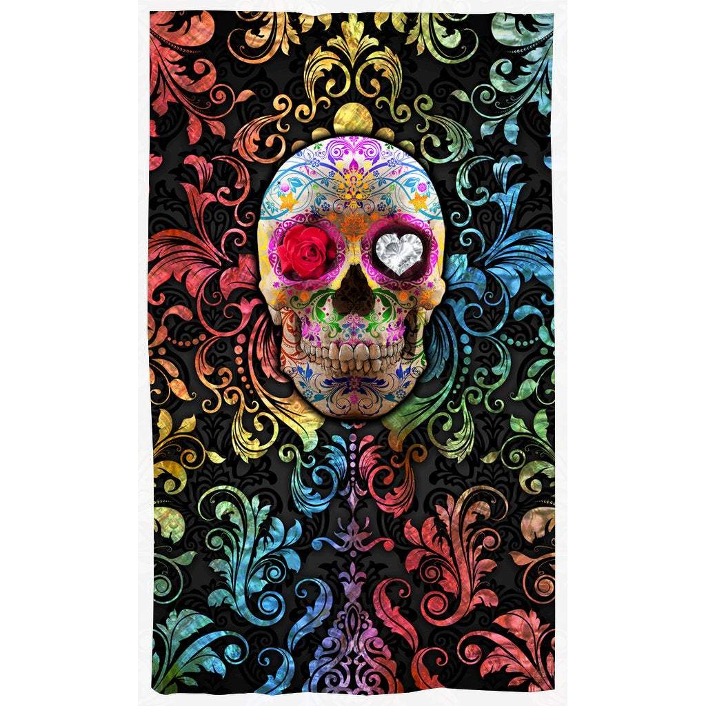 Sugar Skull Blackout Curtains, Long Window Panels, Day of the Dead, Dia de los Muertos, Mexican Decor, Art Print - Mix - Abysm Internal