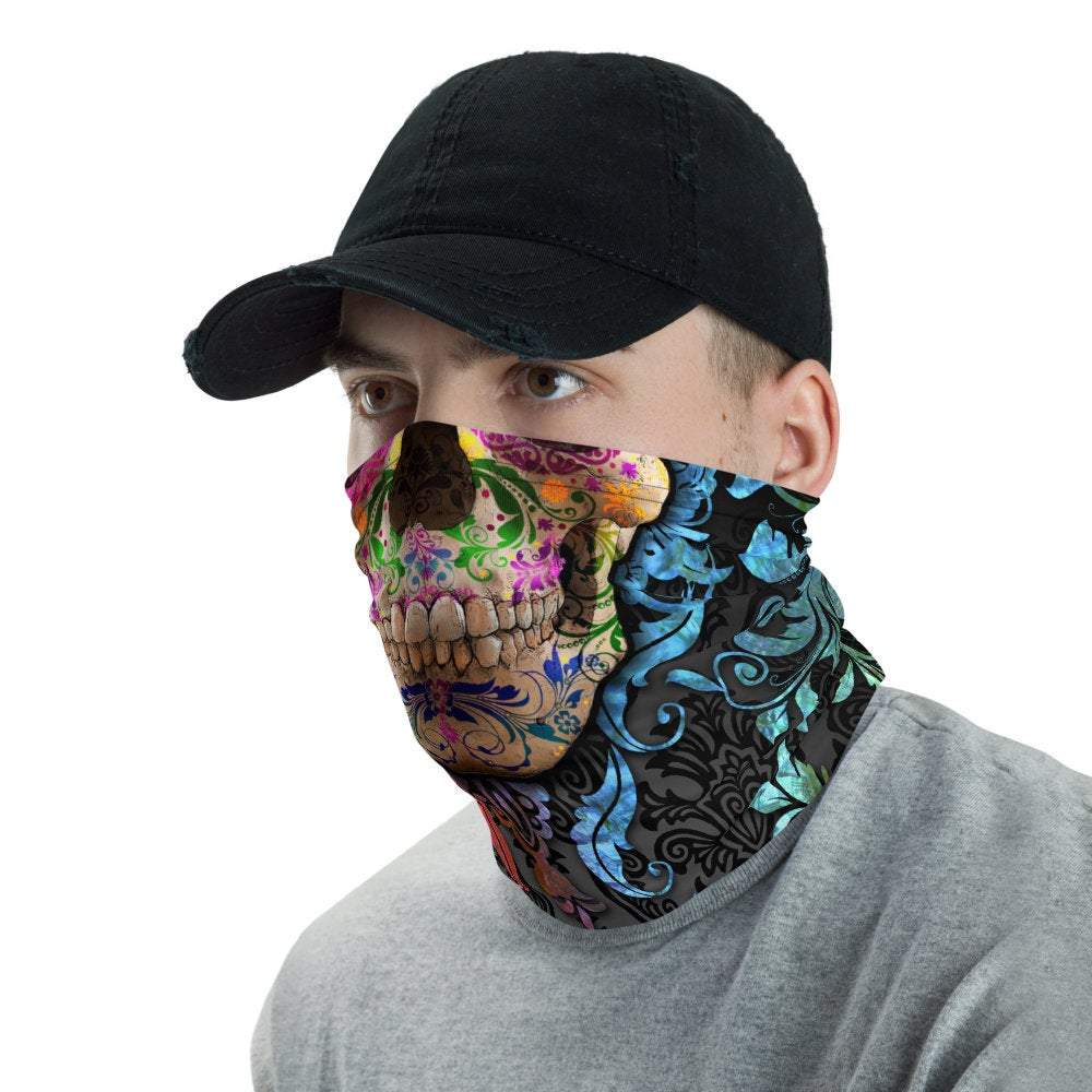 Sugar Skull Neck Gaiter, Face Mask, Head Covering, Festive Outfit - Day fo the Dead - Abysm Internal