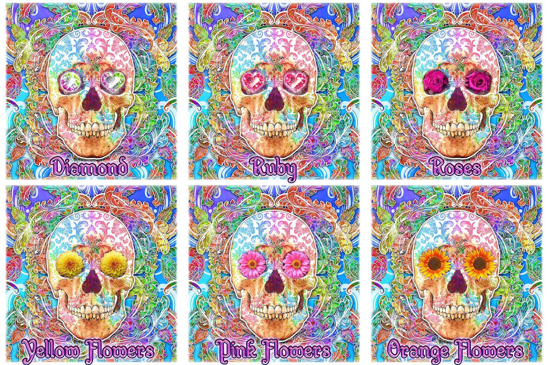 Sugar Skull Shower Curtain, Dia de los Muertos, Day of the Dead, Mexican Bathroom Decor, Festive, Macabre Decor - Psy Color - Abysm Internal