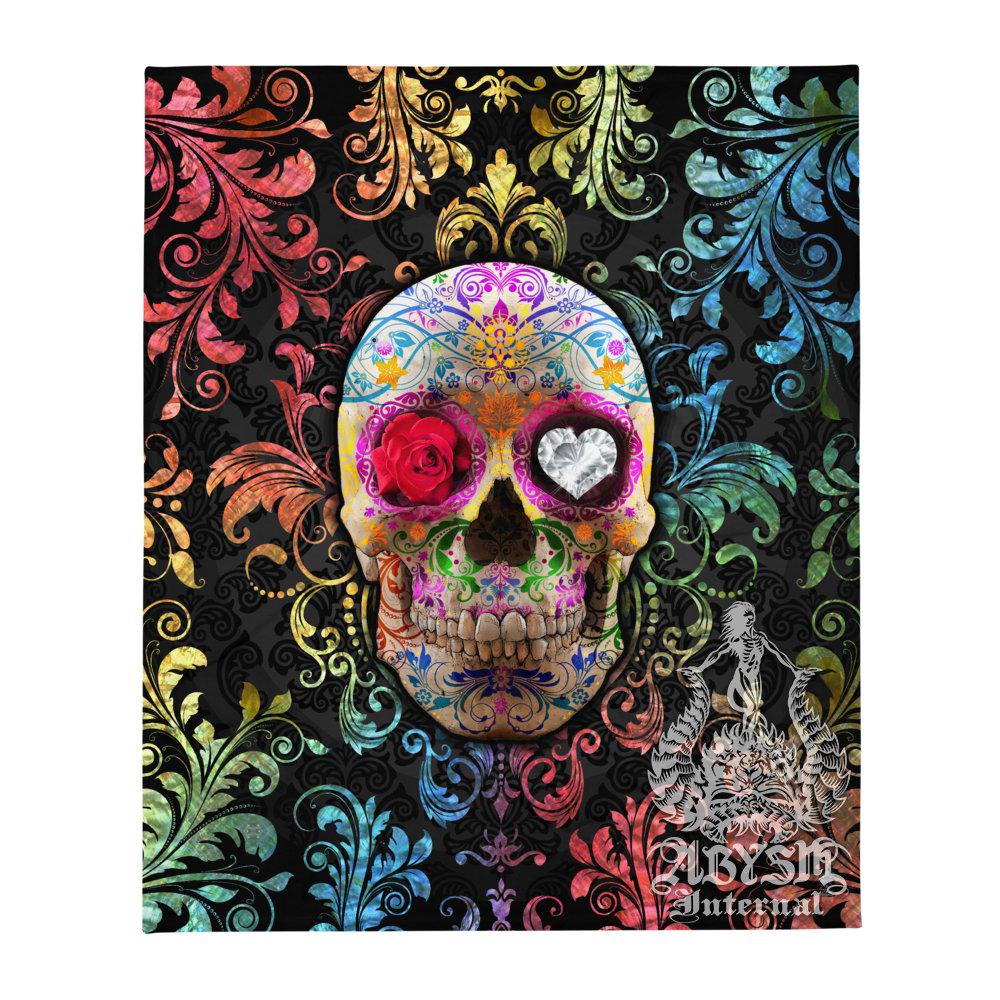 Sugar Skull Tapestry, Mexican Art Print, Dia de los Muertos, Day of the Dead, - Abysm Internal