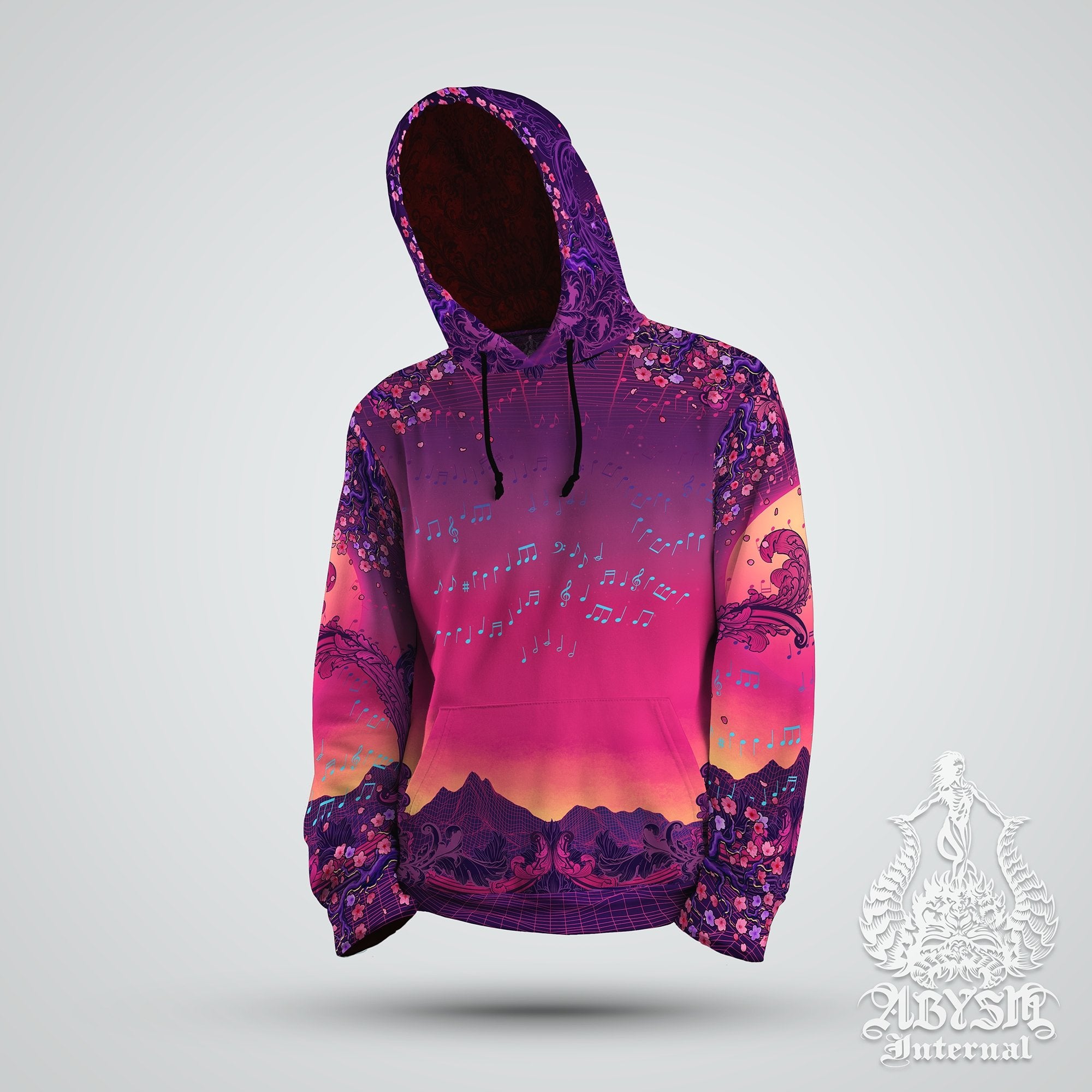 Synthwave Hoodie, Trippy Outfit, Vaporwave Dragon Streetwear, Psychedelic Music Festival, Gamer 80s Alternative Clothing, Unisex - Retrowave - Abysm Internal