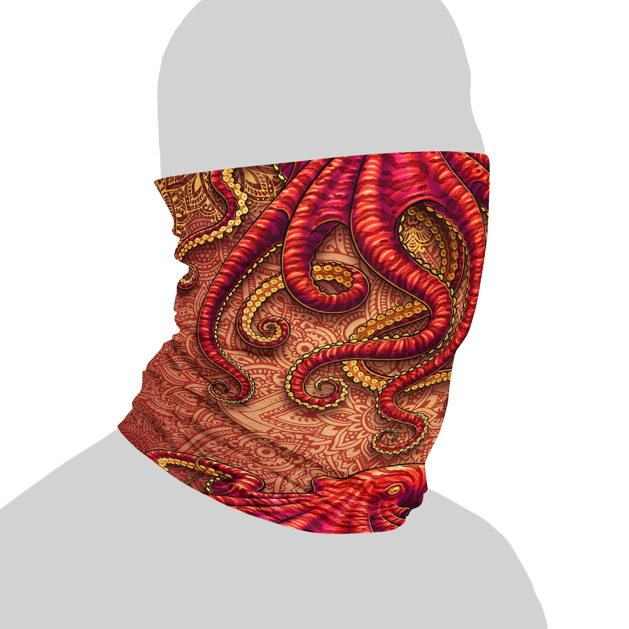 Tentacles Neck Gaiter, Face Mask, Head Covering, Octopus Art - Boho, Mandalas - Abysm Internal