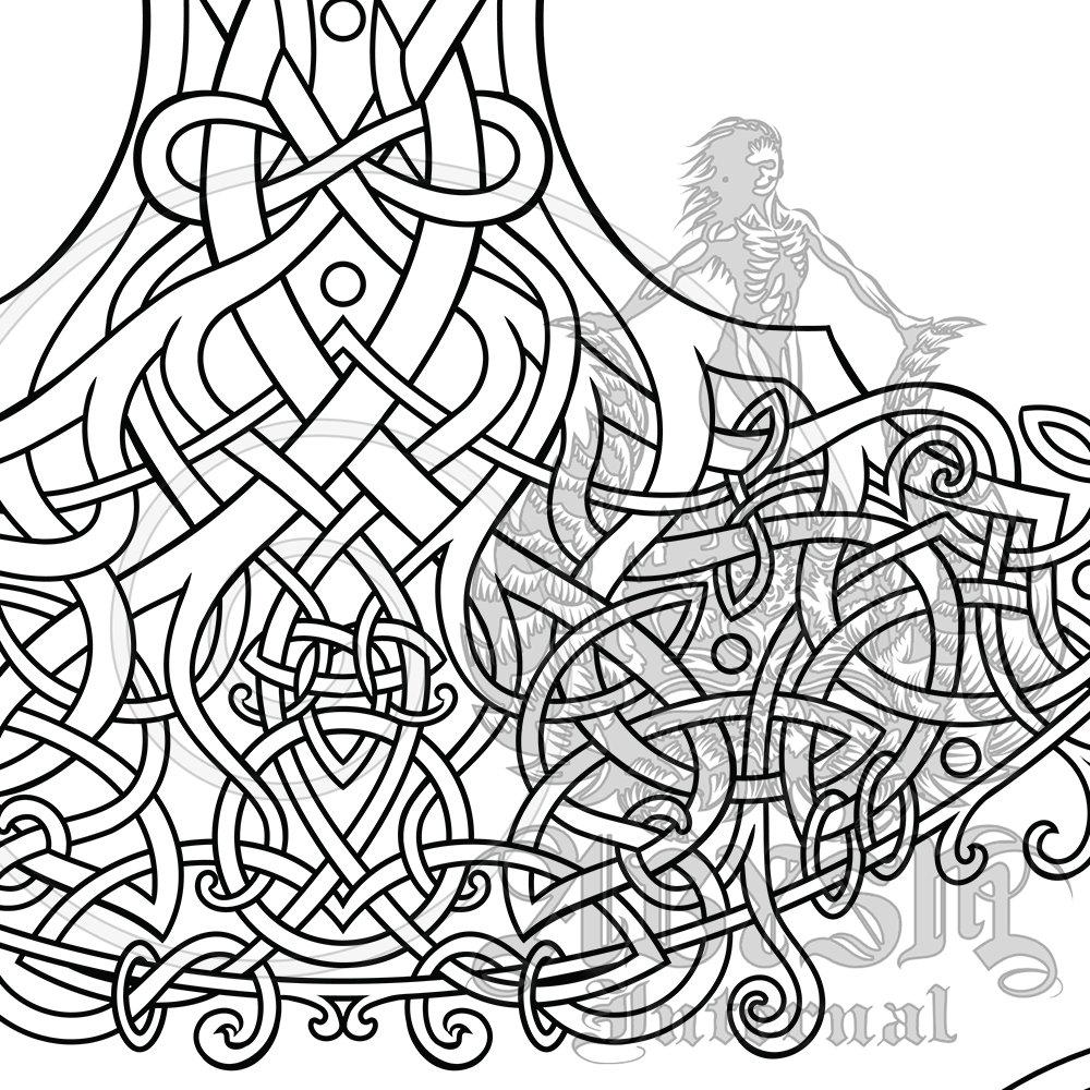 Tree of Life Adult Coloring Poster, Pentacle & Celtic Knot Design, Coloring Sheet, DIY Wall Decor, Matte - Abysm Internal