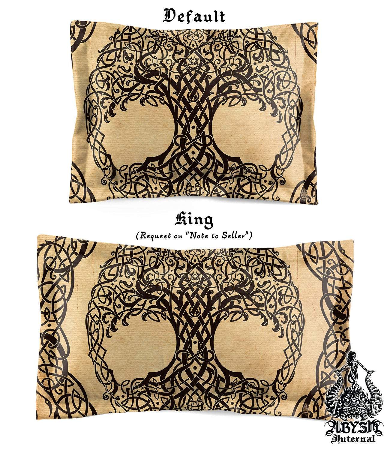 Tree of Life Bedding Set, Comforter and Duvet, Indie Bed Cover, Witchy Bedroom Decor King, Queen and Twin Size - Celtic, Paper - Abysm Internal