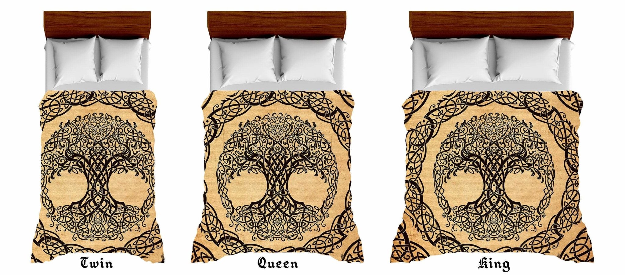 Tree of Life Bedding Set, Comforter and Duvet, Indie Bed Cover, Witchy Bedroom Decor King, Queen and Twin Size - Celtic, Paper - Abysm Internal