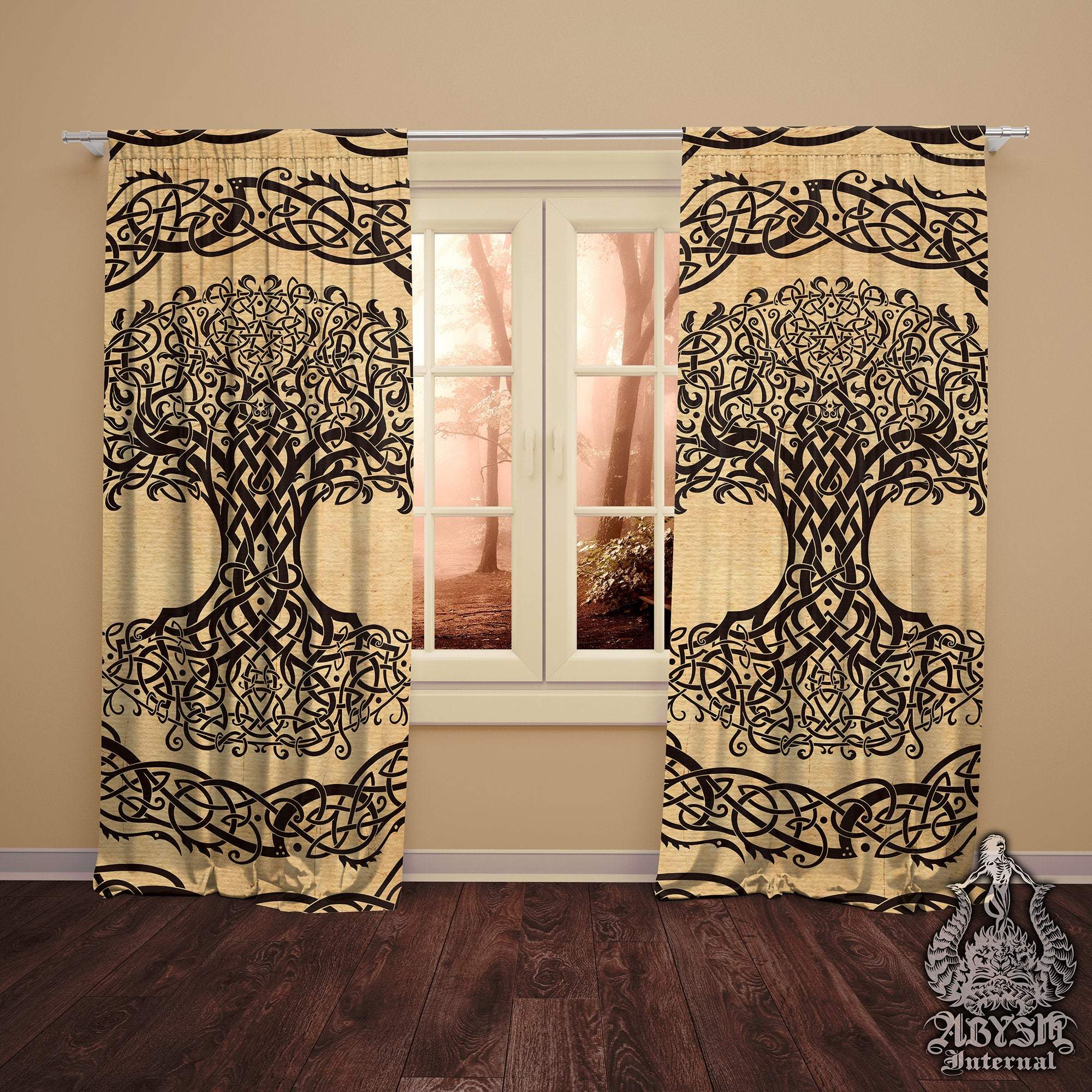 Tree of Life Blackout Curtains, Long Window Panels, Celtic Knot, Indie and Wiccan Room Decor, Art Print, Funky and Eclectic Home Decor - Paper - Abysm Internal