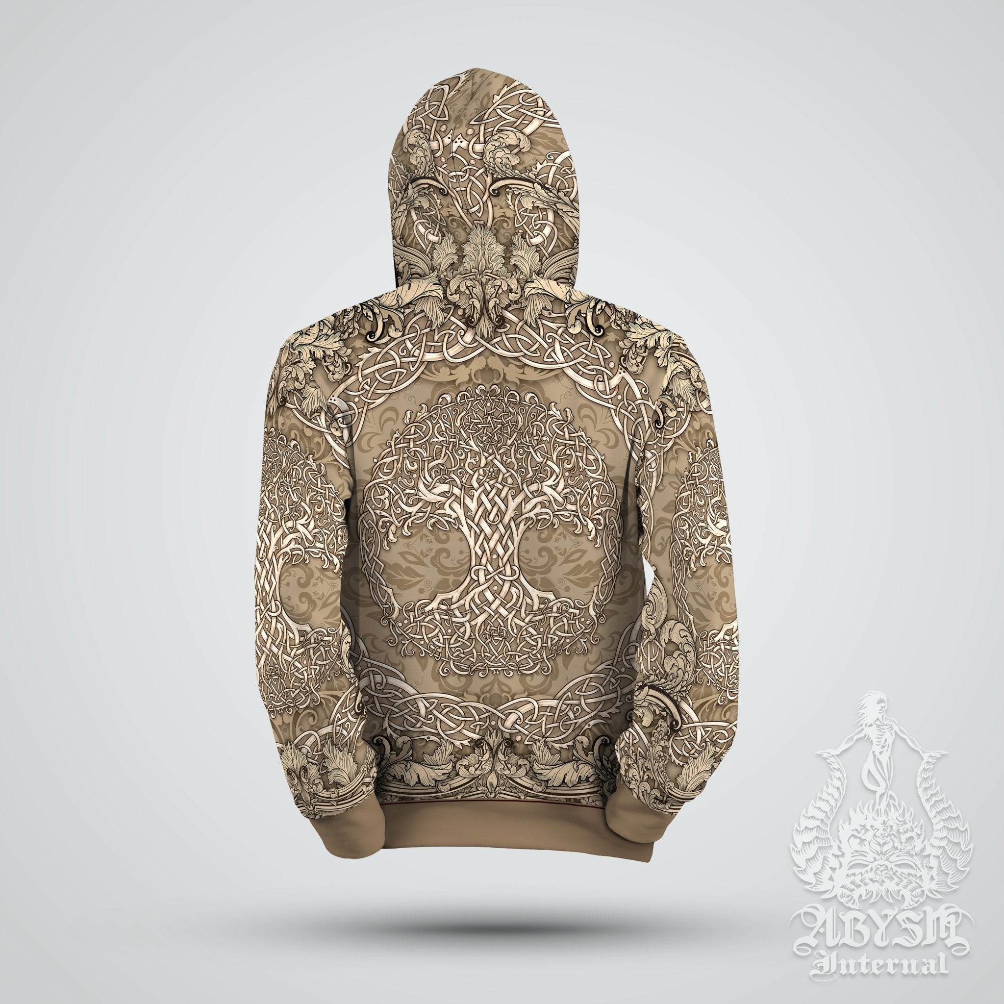 Tree of Life Hoodie, Boho Outfit, Indie Sweater, Witchy Streetwear, Alternative Clothing, Unisex - Celtic, Cream - Abysm Internal