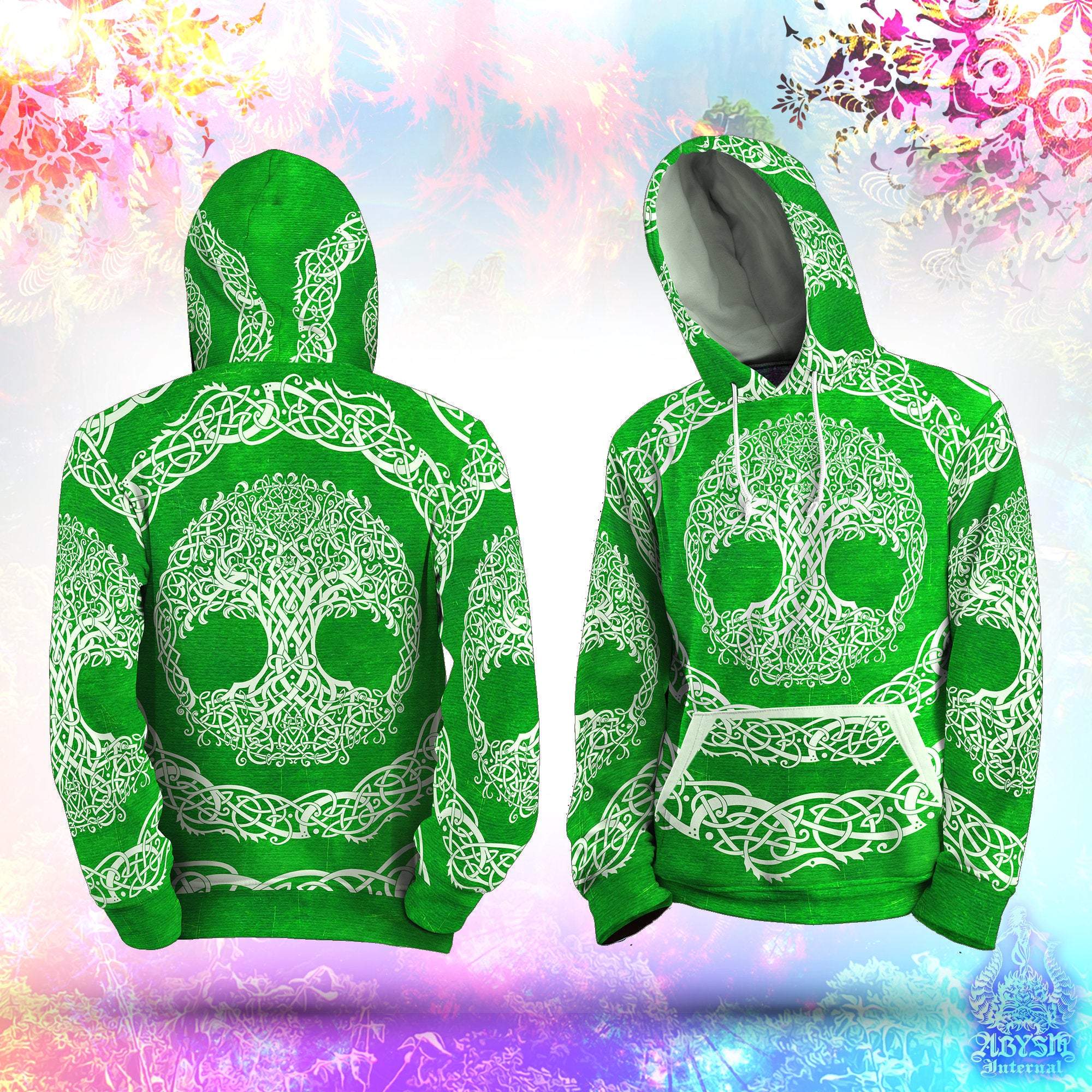 Tree of Life Hoodie, Boho Outfit, Indie Sweater, Witchy Streetwear, Alternative Clothing, Unisex - Celtic, Green - Abysm Internal