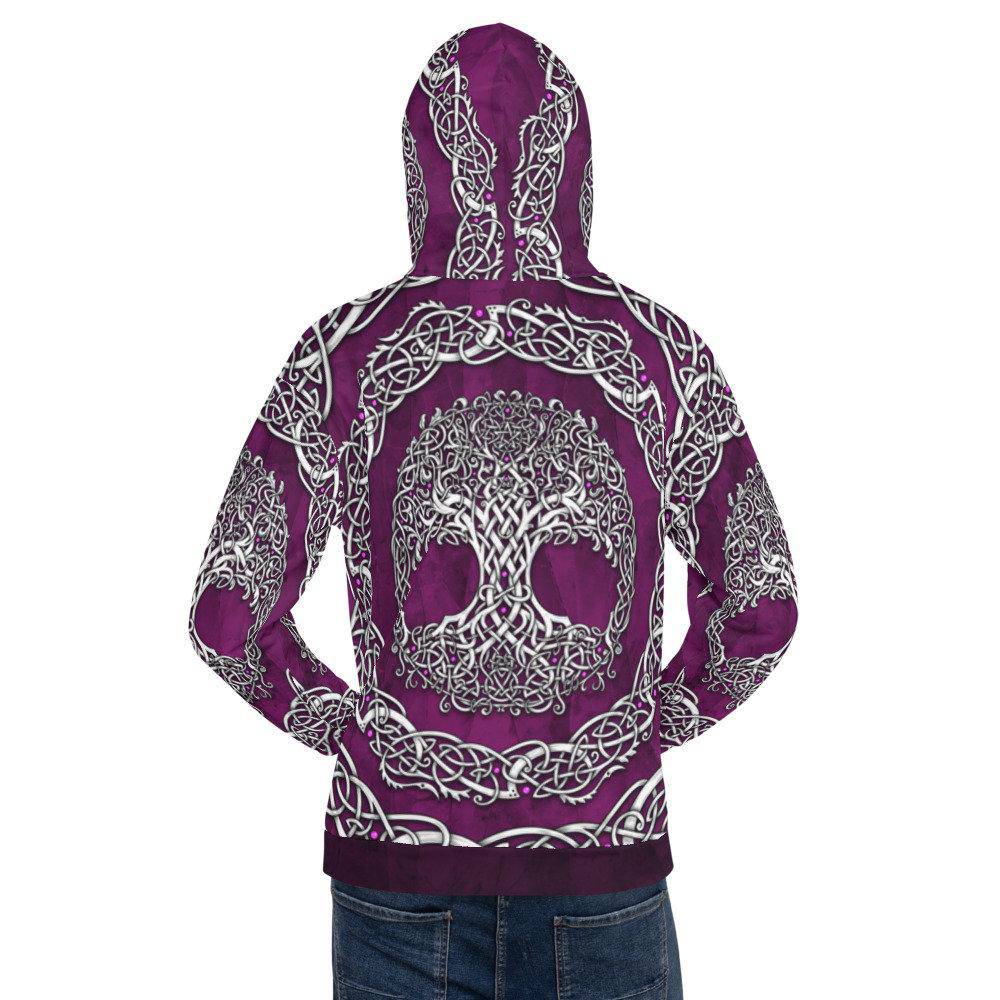 Tree of Life Hoodie, Boho Outfit, Indie Sweater, Witchy Streetwear, Alternative Clothing, Unisex - Celtic, White Purple - Abysm Internal