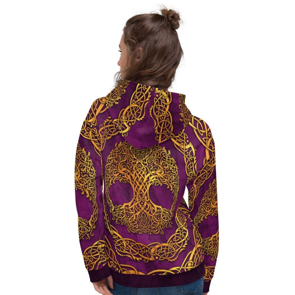 Tree of Life Hoodie, Boho Outfit, Indie Sweater, Witchy Streetwear, Alternative Clothing, Unisex - Gold Purple, Celtic - Abysm Internal