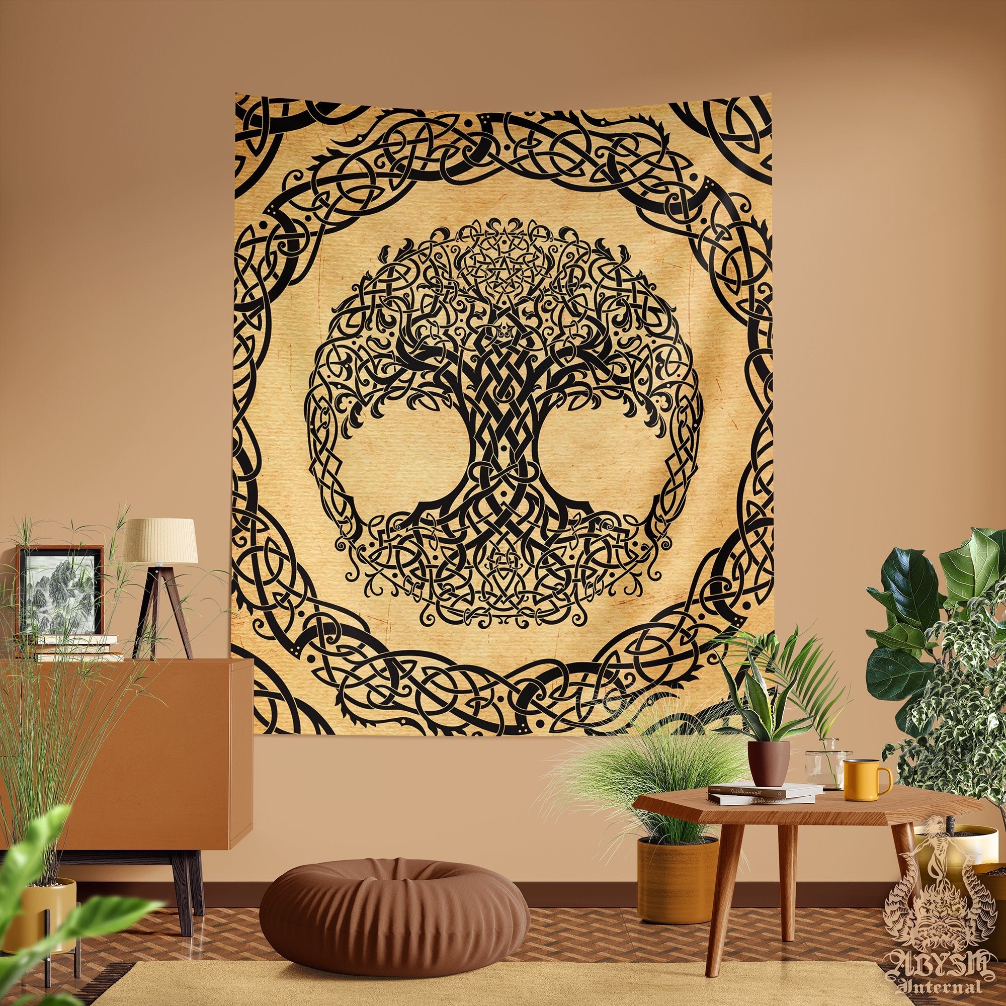 Tree of Life Tapestry, Celtic Wall Hanging, Pagan and Boho and Indie Home Decor, Art Print, Eclectic and Funky - Paper - Abysm Internal