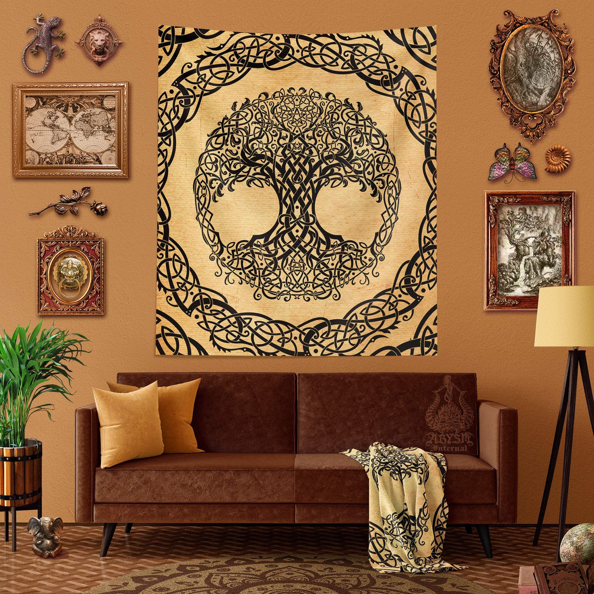 Tree of Life Tapestry, Celtic Wall Hanging, Pagan and Boho and Indie Home Decor, Art Print, Eclectic and Funky - Paper - Abysm Internal