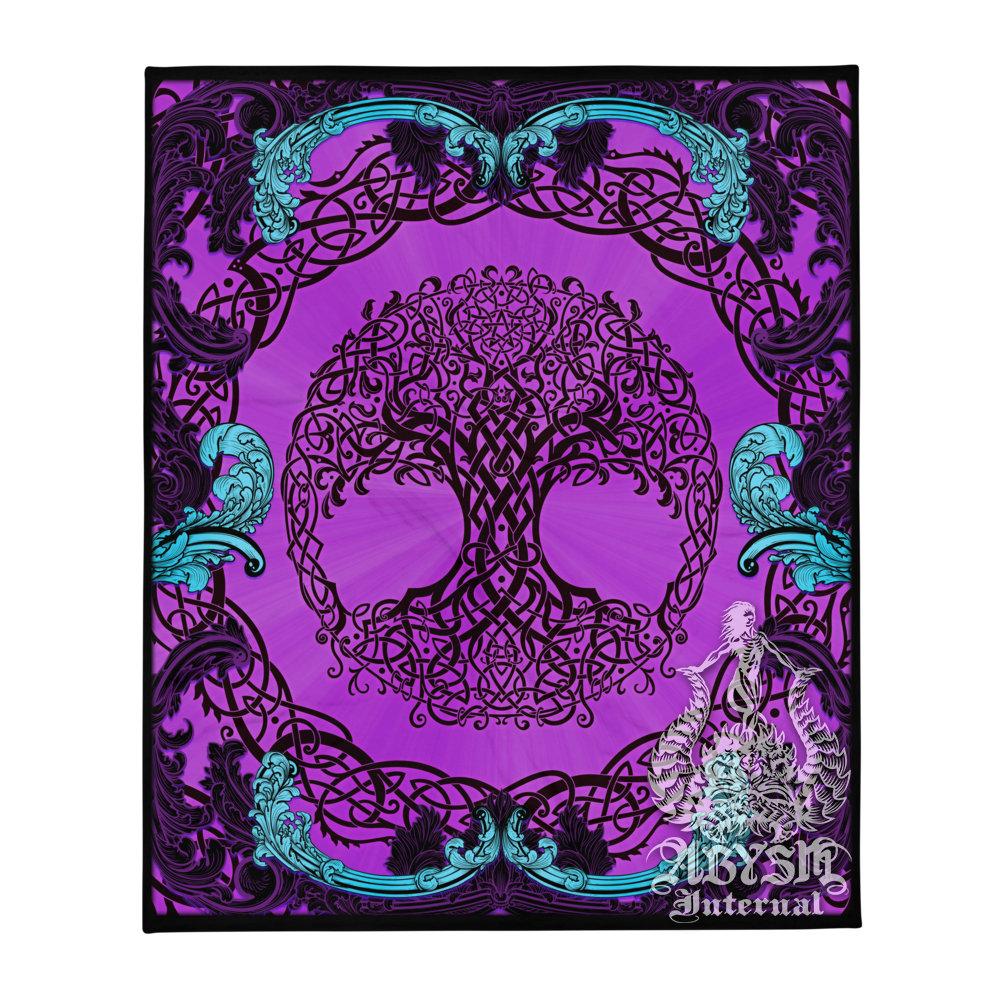 Tree of Life Tapestry, Celtic Wall Hanging, Pagan and Witchy Home Decor, Art Print, Eclectic and Funky - Pastel Goth, Purple - Abysm Internal