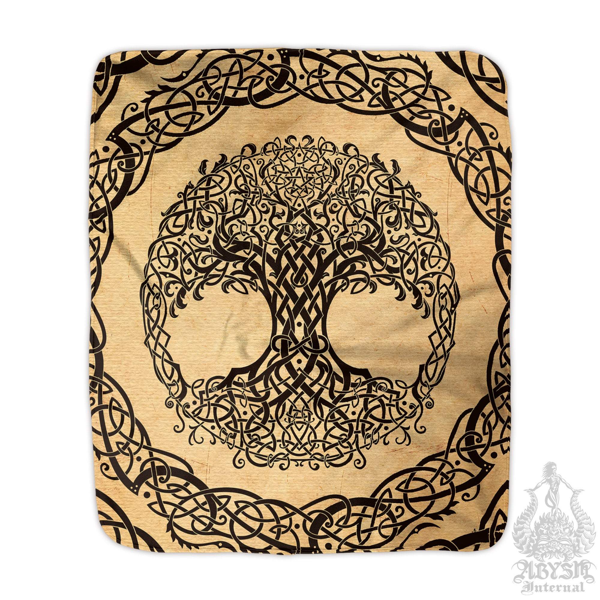 Tree of Life Throw Fleece Blanket, Pagan Decor, Celtic Knot, Witch Room, Wicca - Paper - Abysm Internal