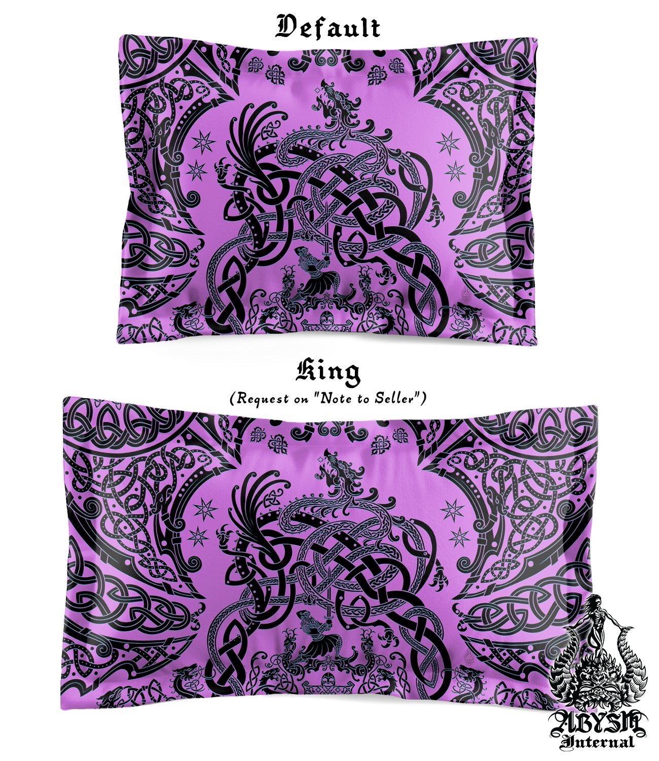 Viking Bedding Set, Comforter and Duvet, Norse Bed Cover and Bedroom Decor, Nordic Art, Sigurd kills Dragon Fafnir, King, Queen and Twin Size - Pastel Goth - Abysm Internal