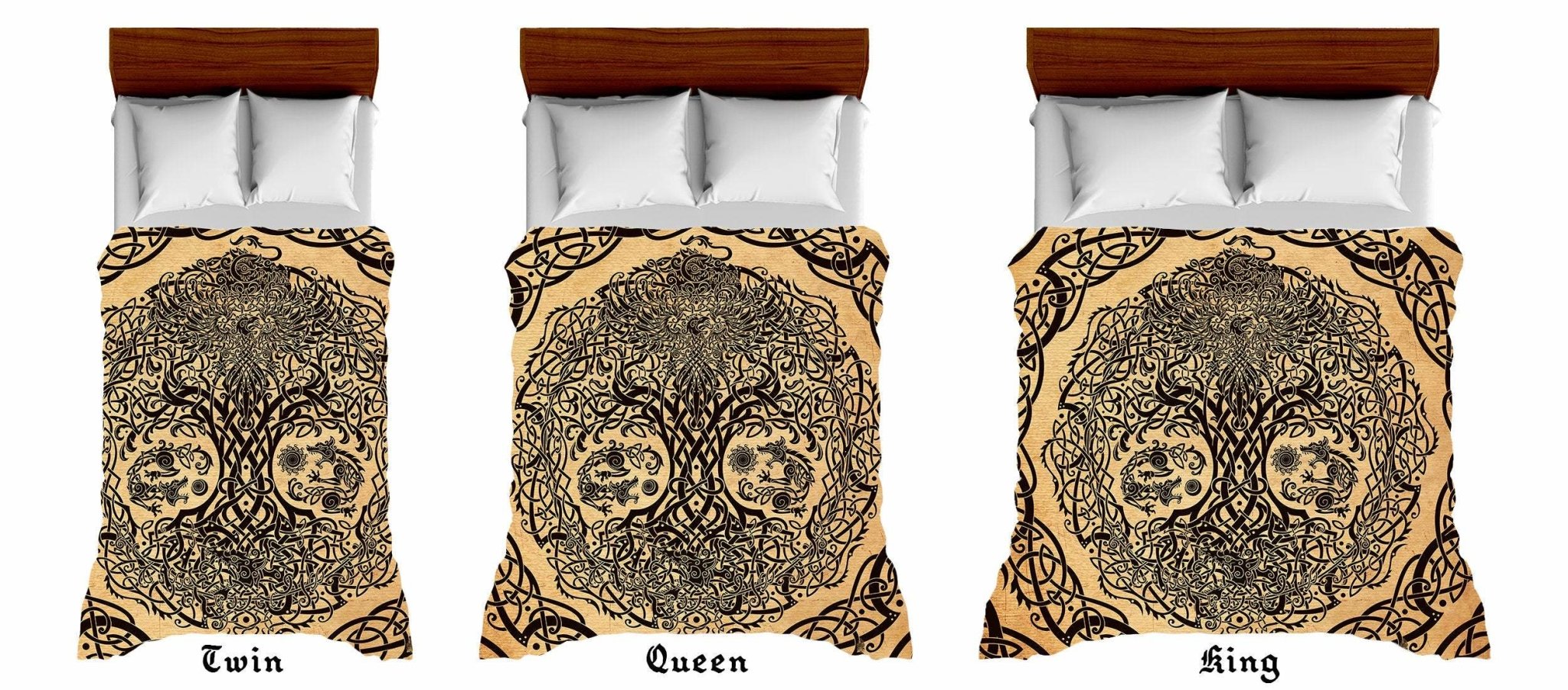 Viking Bedding Set, Comforter and Duvet, Yggdrasil Bed Cover and Bedroom Decor, Norse Art, King, Queen and Twin Size - Paper - Abysm Internal