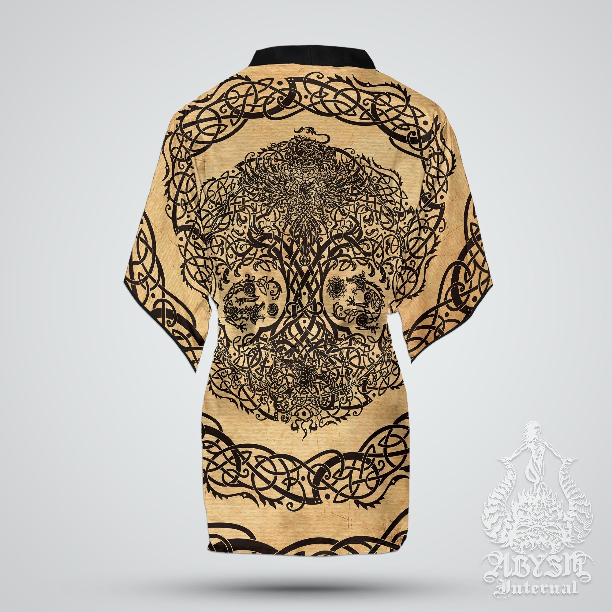 Viking Cover Up, Beach Outfit, Yggdrasil Party Kimono, Summer Festival Robe, Norse Indie and Alternative Clothing, Unisex - Tree of Life, Paper - Abysm Internal