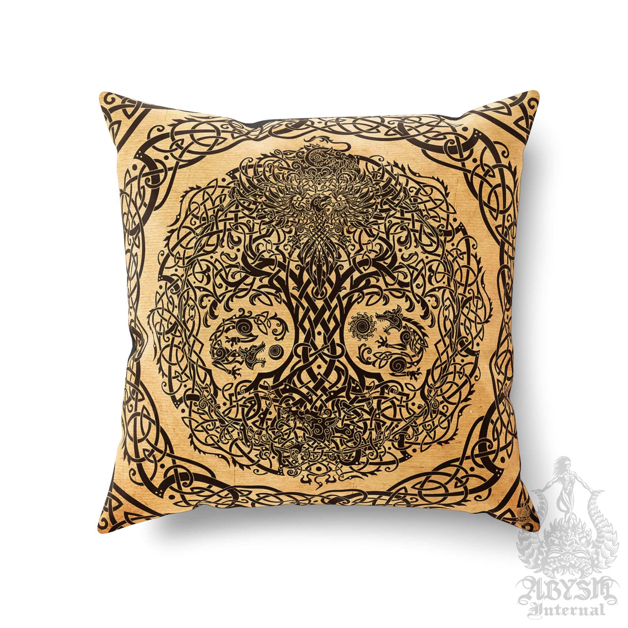 Viking Throw Pillow, Decorative Accent Cushion, Yggdrasil, Norse Decor, Nordic Art, Alternative Home - Tree of Life, Paper - Abysm Internal