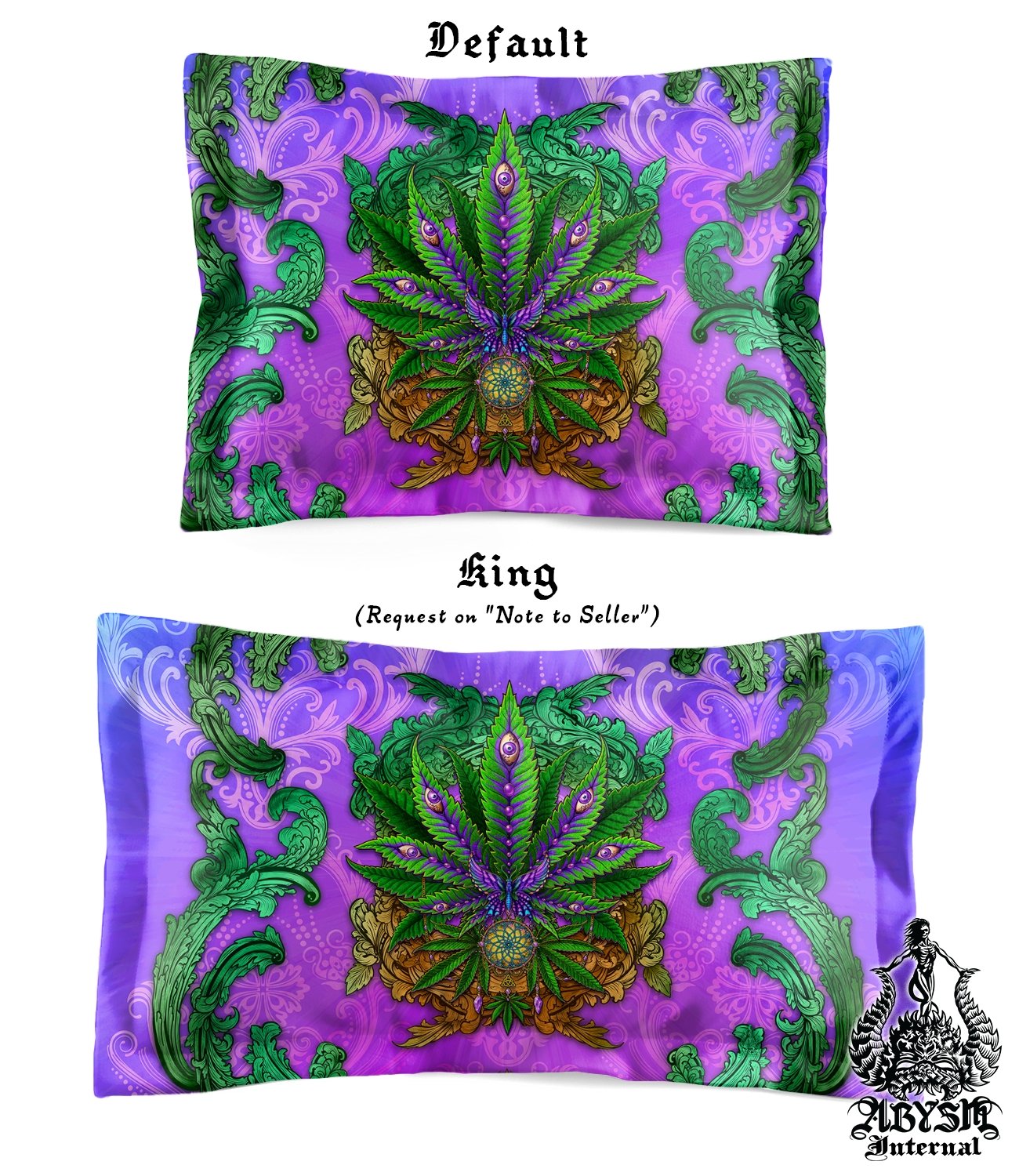 Weed Bedding Set, Comforter and Duvet, Cannabis Bed Cover, Marijuana Bedroom Decor, King, Queen and Twin Size, 420 Room Art - Nature - Abysm Internal