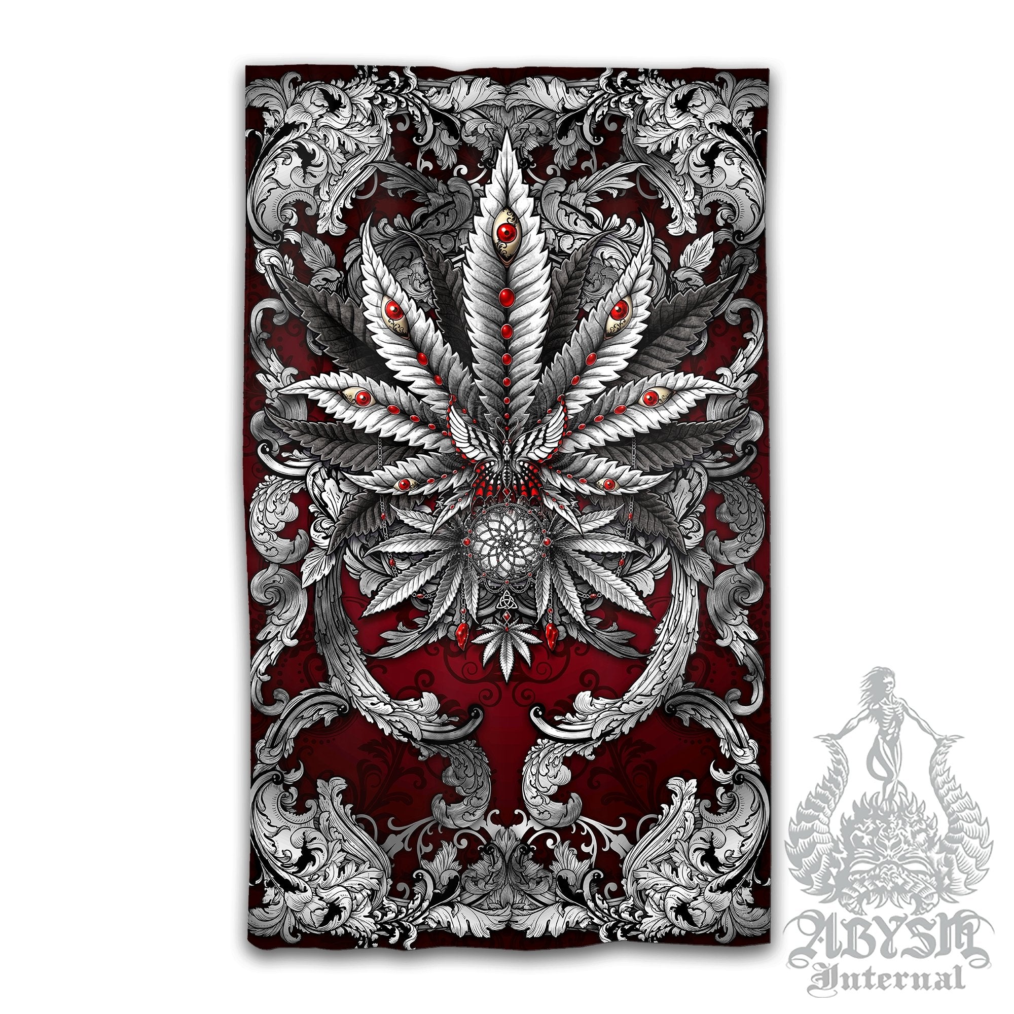 Weed Blackout Curtains, Cannabis Home and Shop Decor, Long Window Panels, Indie 420 Room Art Print - Silver - Abysm Internal