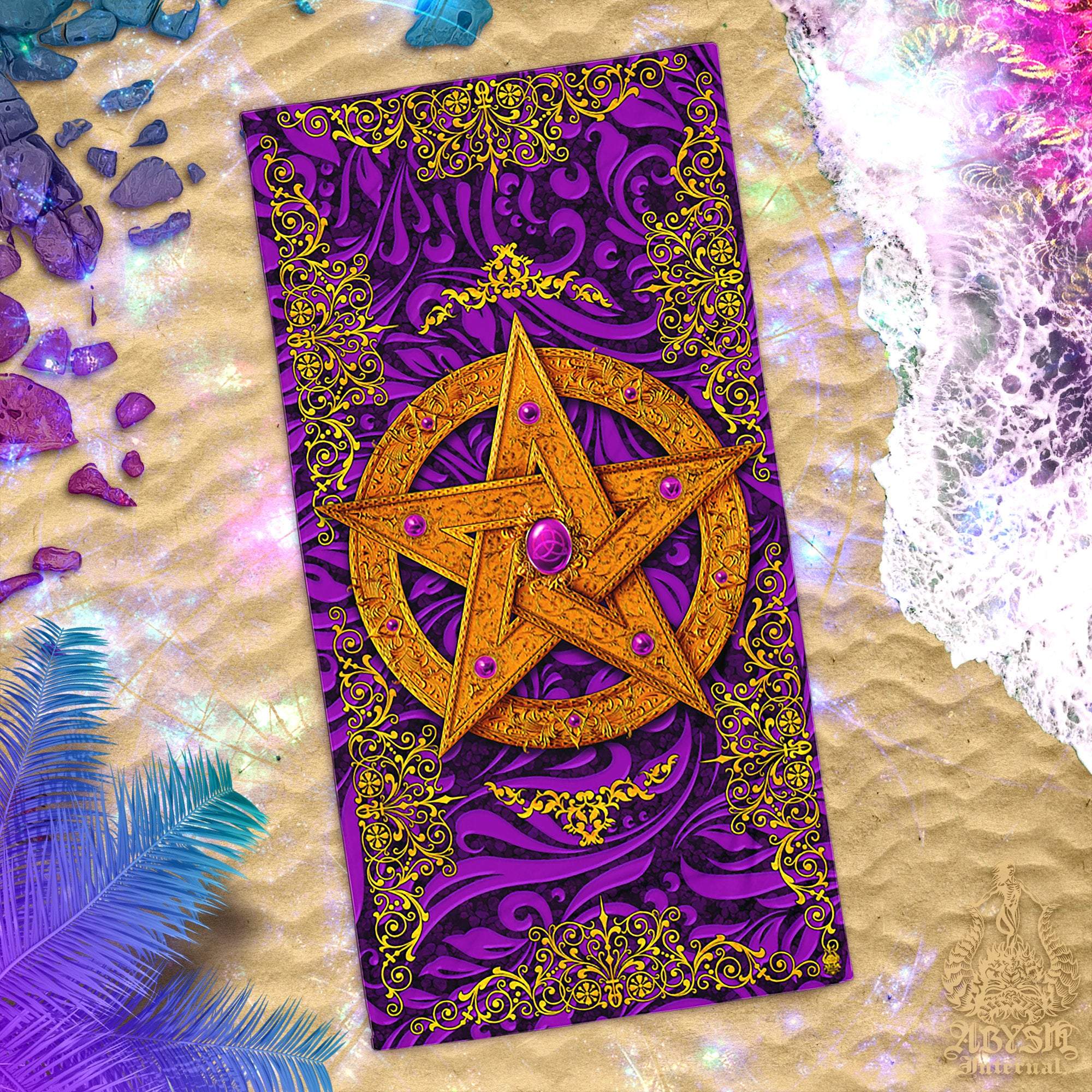 Wicca Beach Towel, Pentacle Witch and Pagan, - Abysm Internal