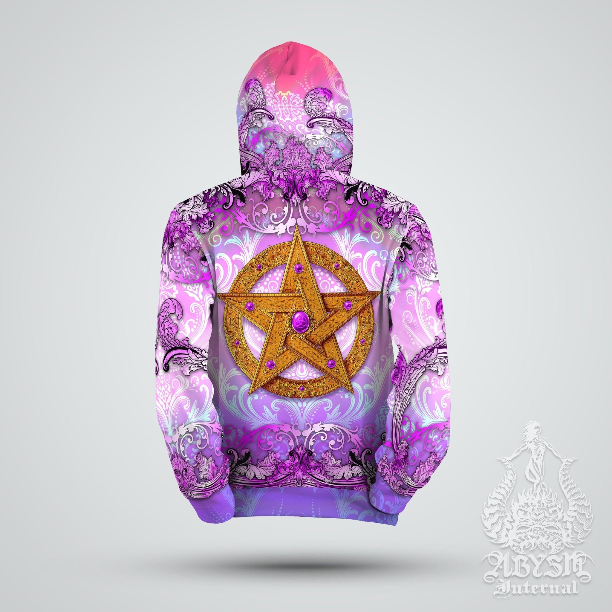 Witchy Hoodie, Pagan Outfit, Wiccan Streetwear, Witch Sweater, Alternative Clothing, Unisex - Pentacle, Purple - Abysm Internal