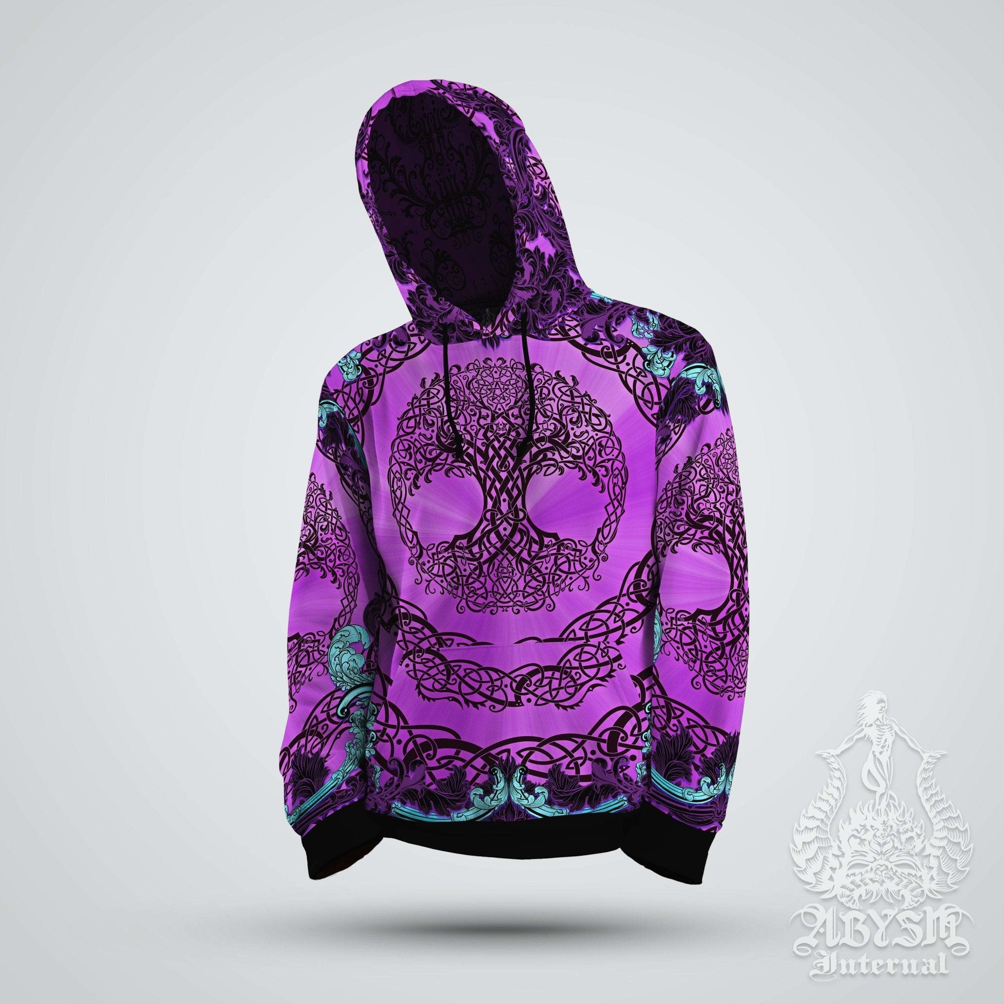 Witchy Hoodie, Pagan Streetwear, Witch Outfit, Pastel Goth Sweater, Alternative Clothing, Unisex - Purple Celtic Tree of Life - Abysm Internal