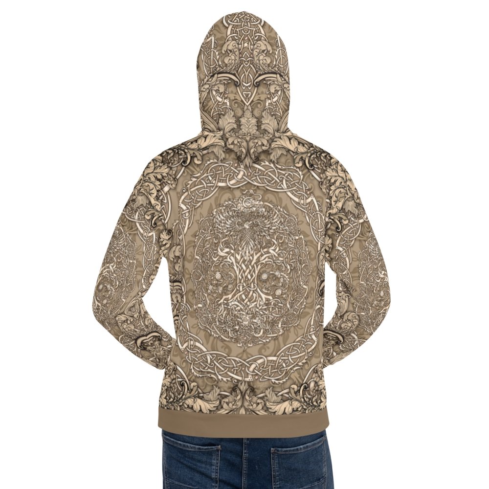 Yggdrasil Hoodie, Viking Sweater, Norse Street Outfit, Tree of Life Streetwear, Alternative Clothing, Unisex - Cream - Abysm Internal