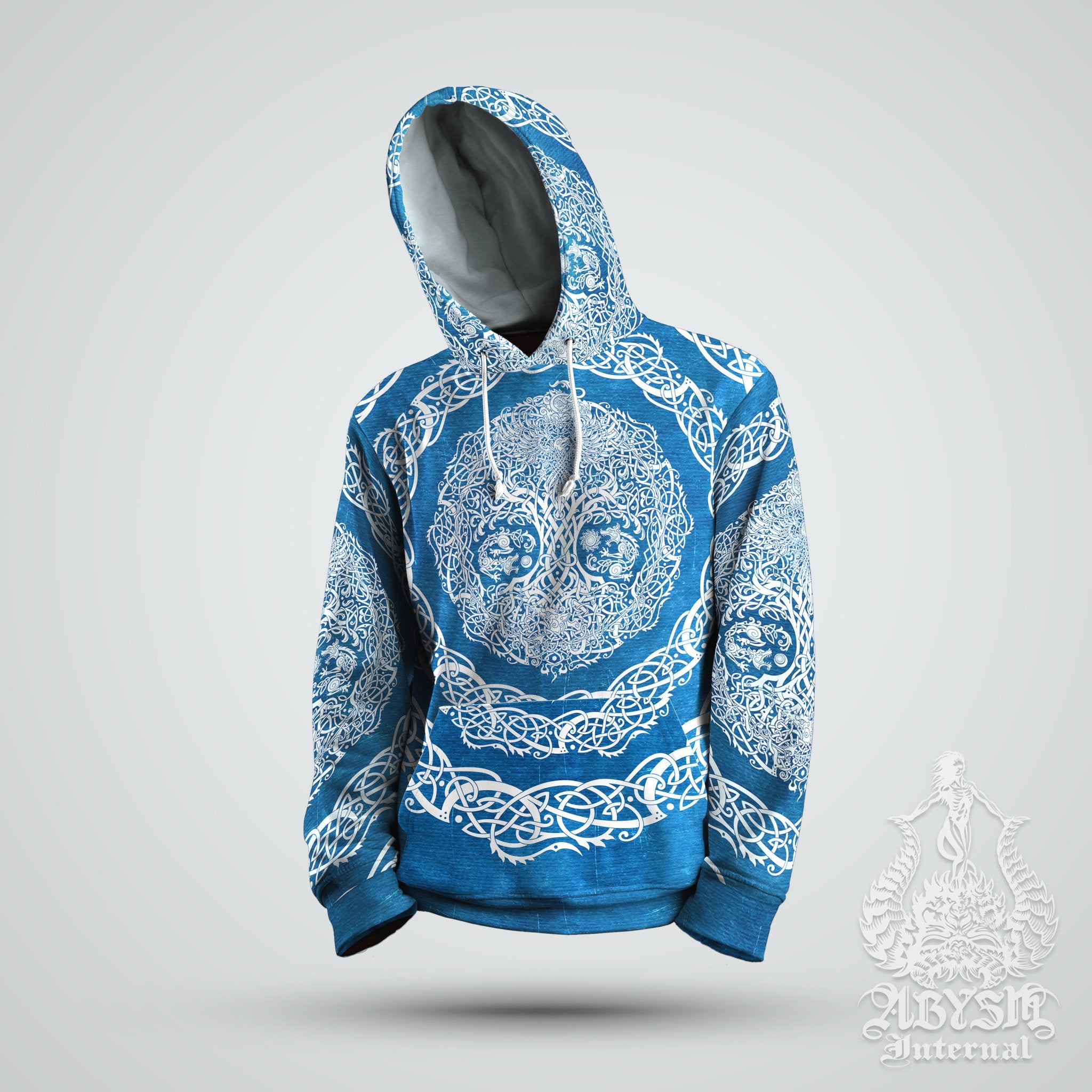 Yggdrasil Sweater, Viking Hoodie, Norse Street Outfit, Tree of Life Streetwear, Alternative Clothing, Unisex - Blue - Abysm Internal